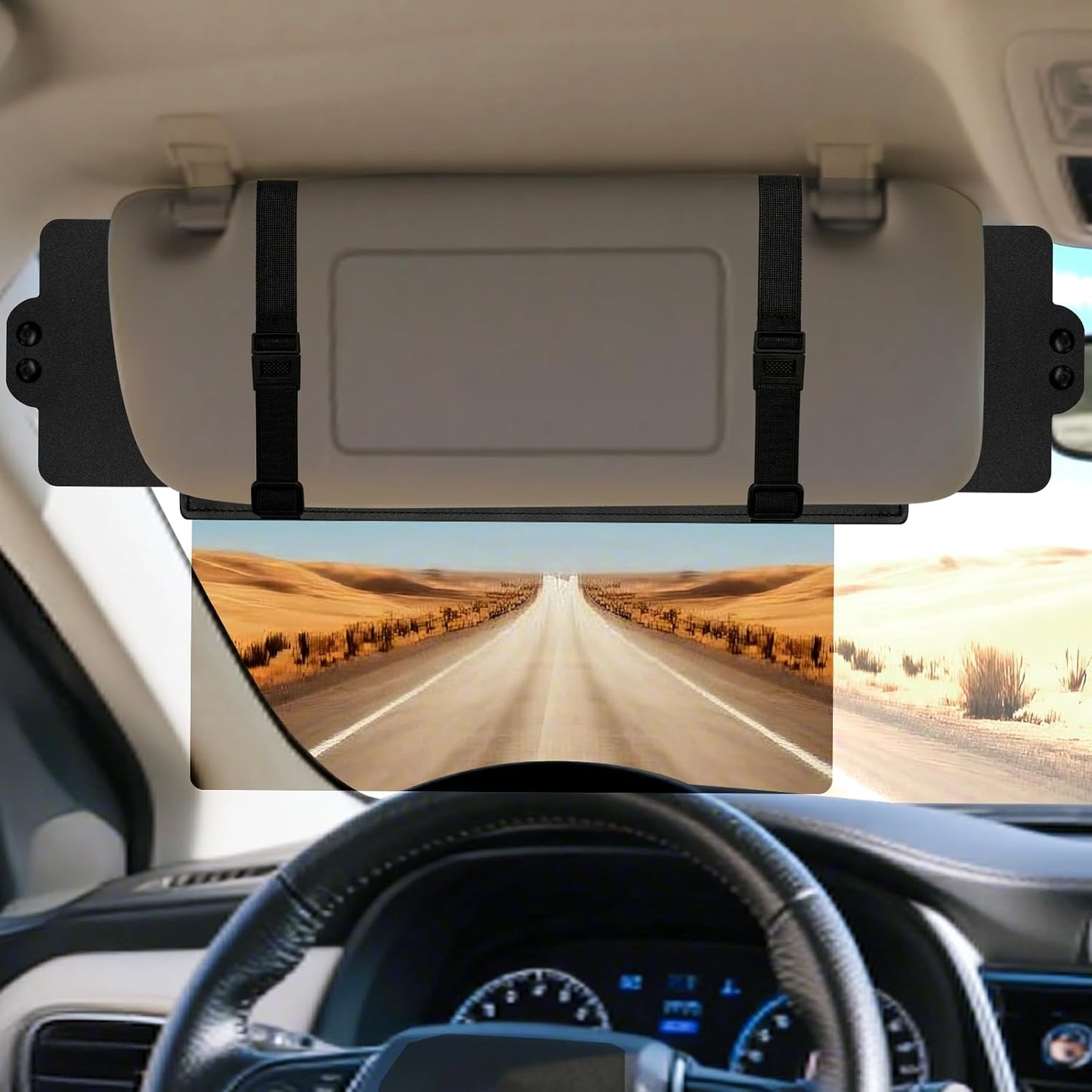 Sun Visor Extender for Car, Visor Extender Sun Blocker, Sun Visor Extension with Anti-Glare Lens Blocks UV & Sunlight, Adjustable Car Sun Visor for Safe Driving (1 Pack)