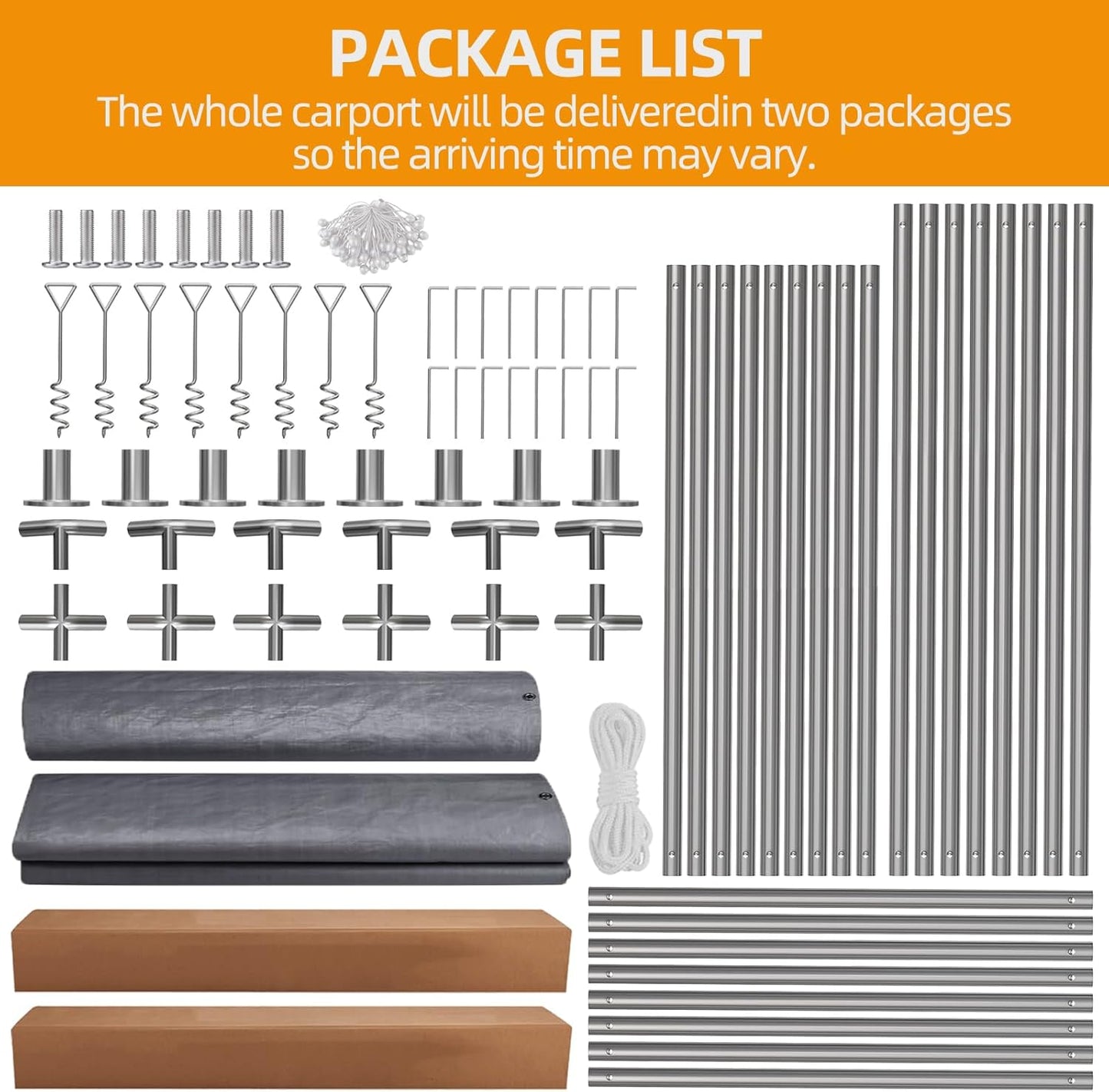 12x20ft Heavy Duty Carport Outdoor Canopy Portable Garage with 4 Doors & 4 Windows Waterproof UV Resistant Storage Shelter with Removable Sidewalls for Car Truck Boat, Gray