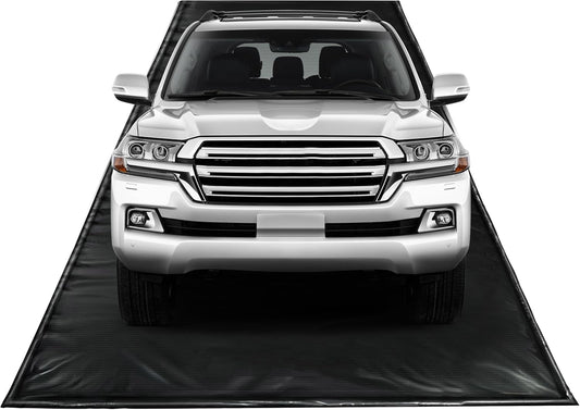 Rain Mat for Car, Black Garage Rubber Car Mat for Snow, Mud, Rain(7ft 9in x 16ft)