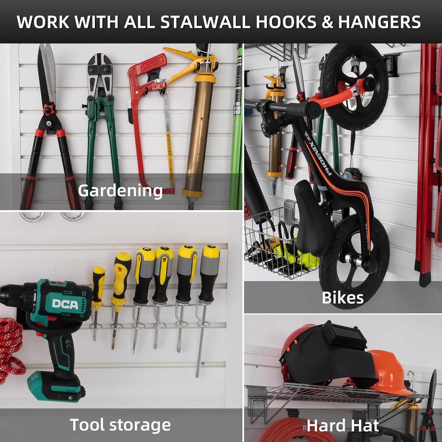 Slatwall Panels 4x8 ft Garage Wall Storage System, PVC Slat Wall Paneling Garage Organizers and Storage Utility Rack Heavy Duty, Garage Slatwall for Tool Organization Peg Board (White)