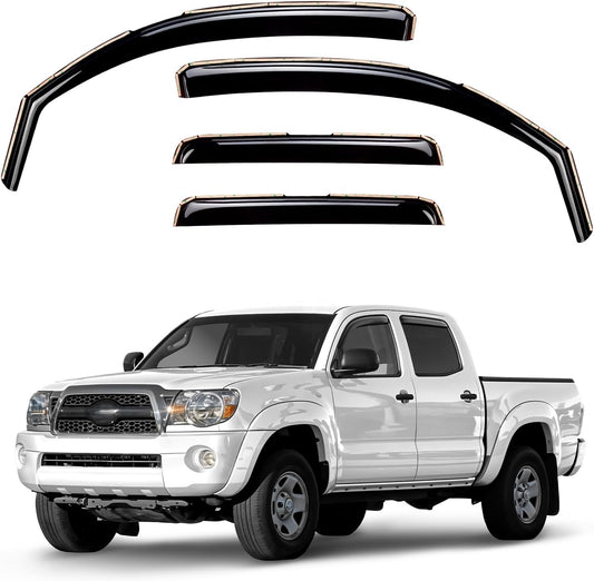 Window Deflectors Smoke Tinted In-Channel Side Window Vent Visor Deflectors Rain Guards Compatible with Tacoma 2005-2015 Double Cab - 4pcs. GW0731