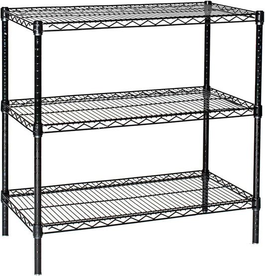 Omega 18" Deep x 42" Wide x 36" High 3 Tier Black Starter Shelving Unit