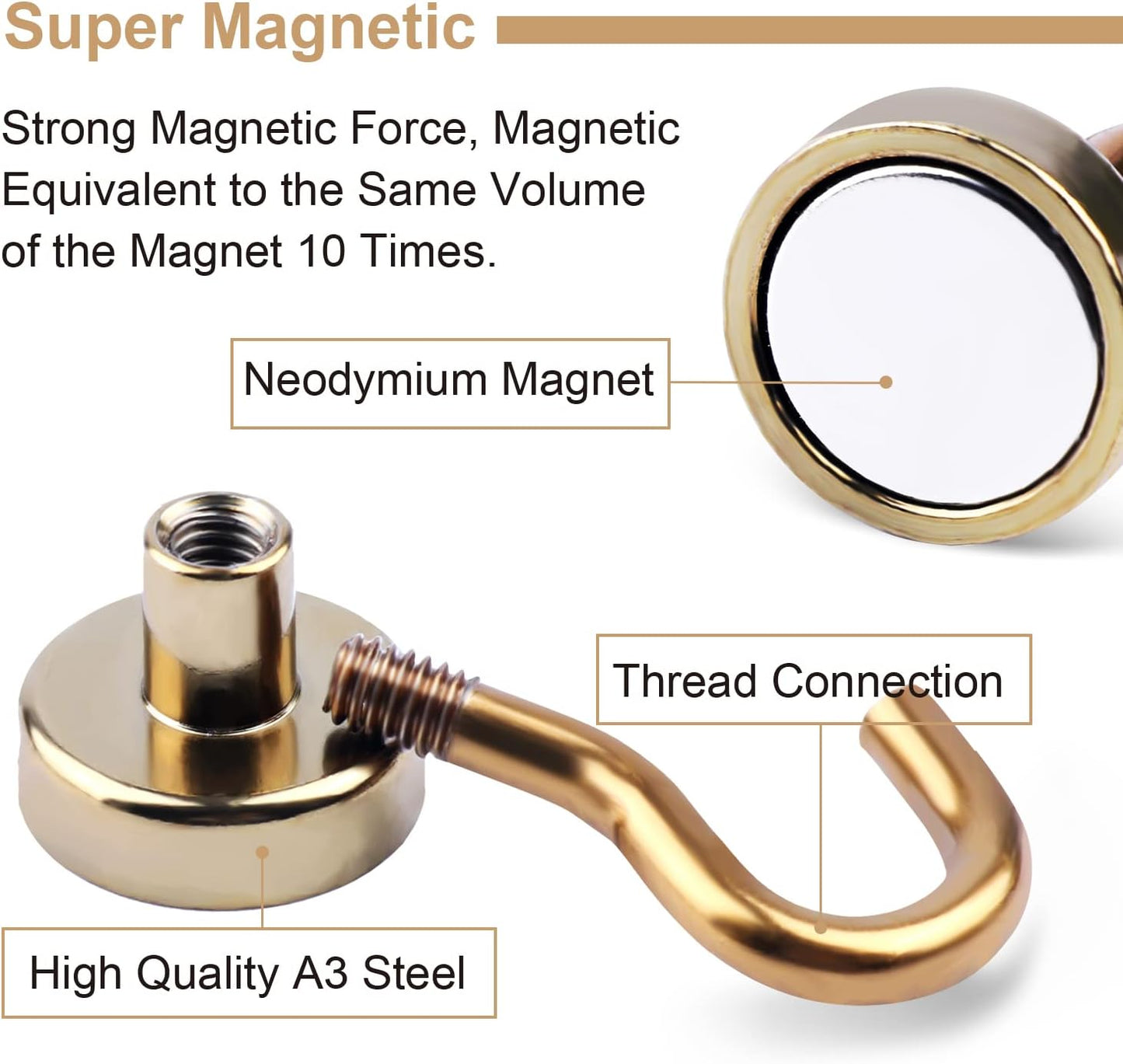 DIYMAG Magnetic Hooks, 30Lbs Strong Heavy Duty Cruise S-Hooks for Classroom, Fridge, Hanging, Kitchen etc, (6 Pack-Yellow)