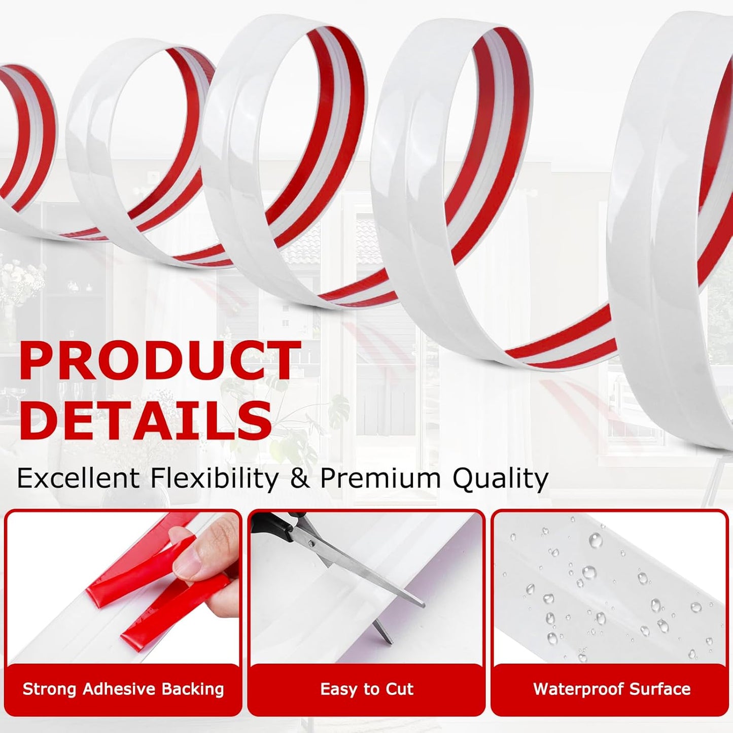 Flexible Wall Corner Protector Moulding Trim Peel and Stick Wall Corner Guards Edge Protector Self Adhesive Molding Trim Strip for Edge Ceiling (White, 0.8 in x 40 Ft)