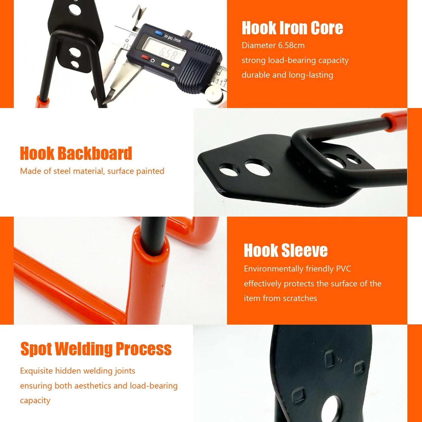 Heavy Duty Garage Storage Hooks，2 Pack Anti-Slip Coating,Wall Mount Storage Hooks for Hanging Bike, Ladder, Garden Tools,Small Utility Hook, Hose Holder for Outdoor and Indoors (4, Type u)