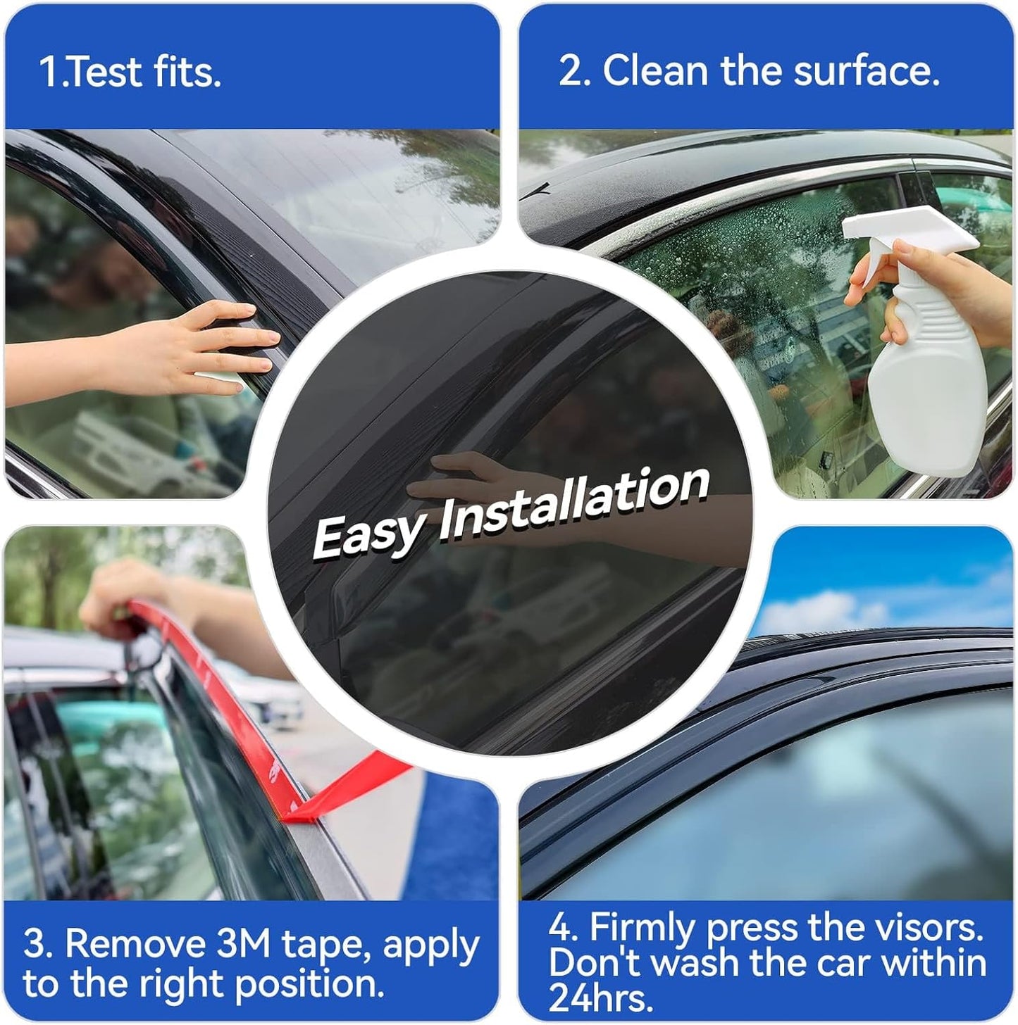 Window Visors Rain Guards Shield for 2008-2017 Honda Accord, Out-Channel Window Vent Wind Deflectors Visors Shades for 08-17 Accord 4Door Sedan