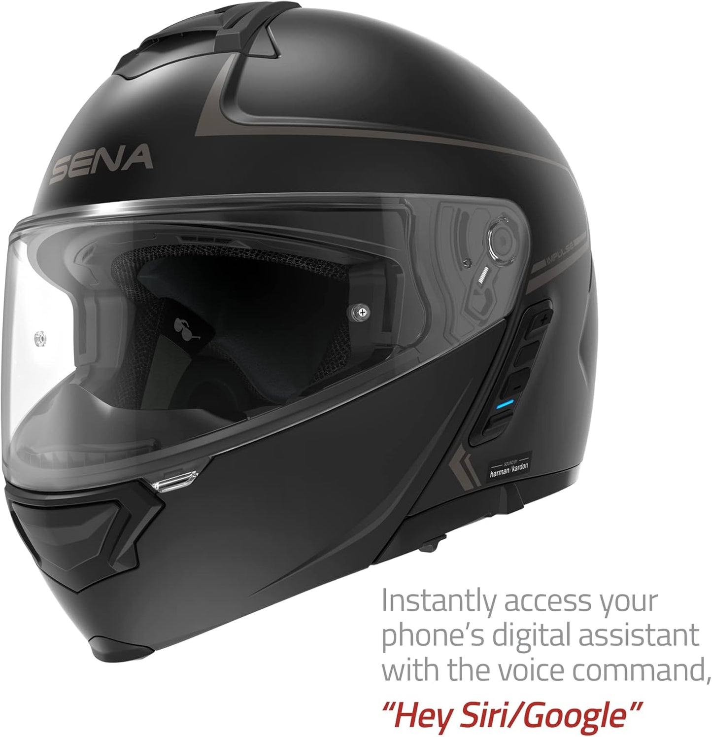 Sena Impulse DOT Flip Up Modular Bluetooth Helmet w/Sound by Harman Kardon Dual Visor Helmet with Integrated Mesh Intercom System / MP3 / Voice Dial (Matte Black, Small)
