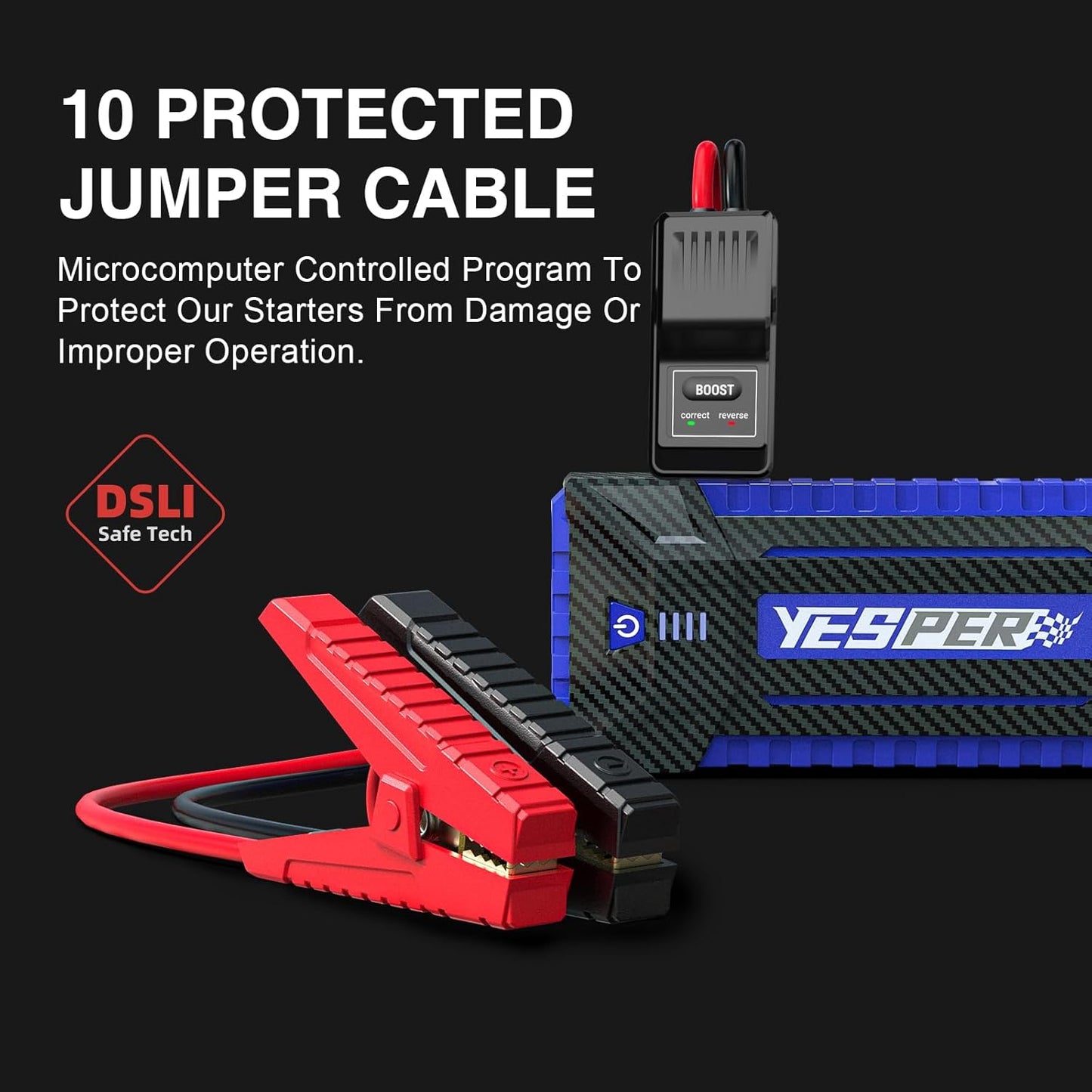 YESPER Jump Starter Portable, 4120A Peak Car Jumper Starter Jump Box(for All 12V Gas10.0L Diesel Engine), Booster Pack Jump Starter with DSLI Safe Tech& DC 15V Ports