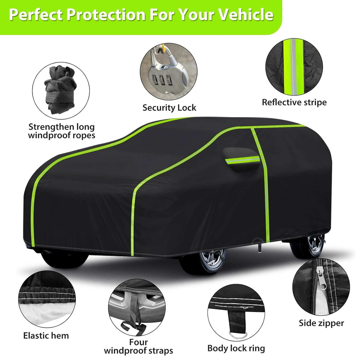 6 Layers Full Car Cover for 2013-2024 Land Rover Range Rover Sport,Waterproof All Weather PEVA New Materialsl Adding Cotton Protection with Door Zipper & Storage Bag