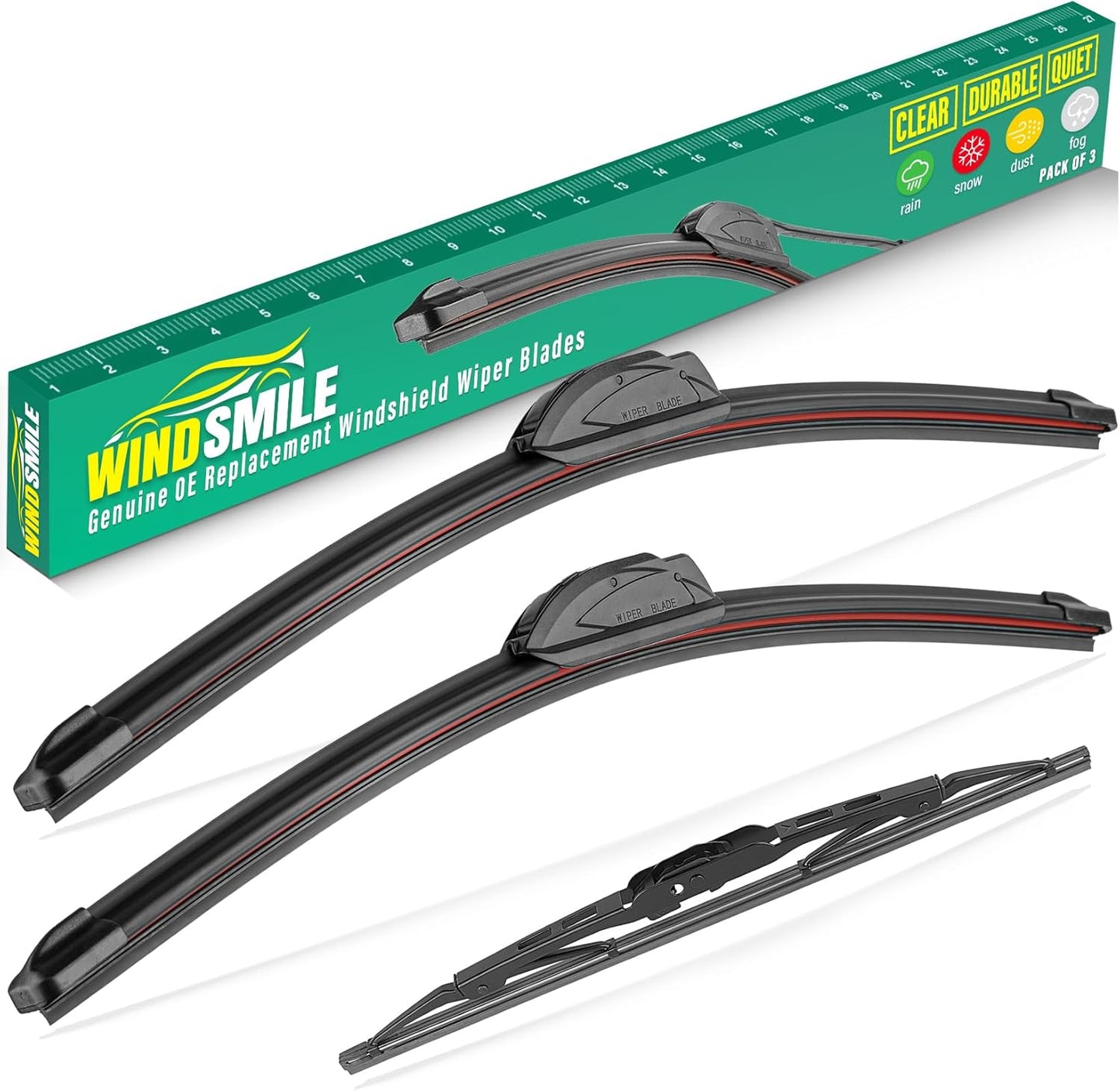 24" 18" 12" Windshield Wiper Blades Replacement for GMC Terrain 2018 2019 2020 2021 Premium All Weather Front Rear Wipers Set - OEM Quality (Pack of 3)
