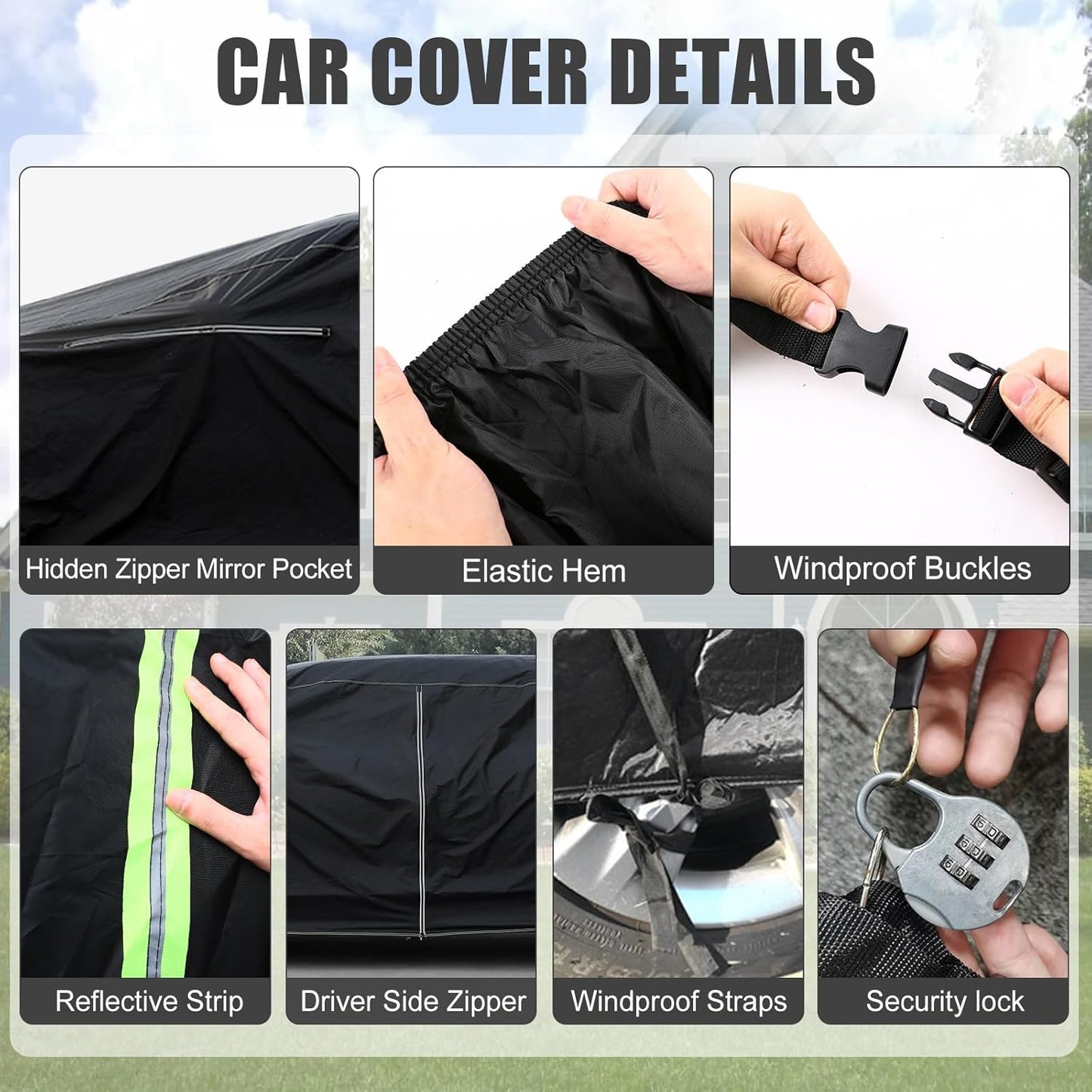 Waterproof Car Cover Compatible with Chevrolet C10 C20 K10 K20 1960-1987 Standard Cab Short Bed Accessories, 420D All Weather Car Covers with Zipper&Lock for Car Dust Snow Rain Hail Protection