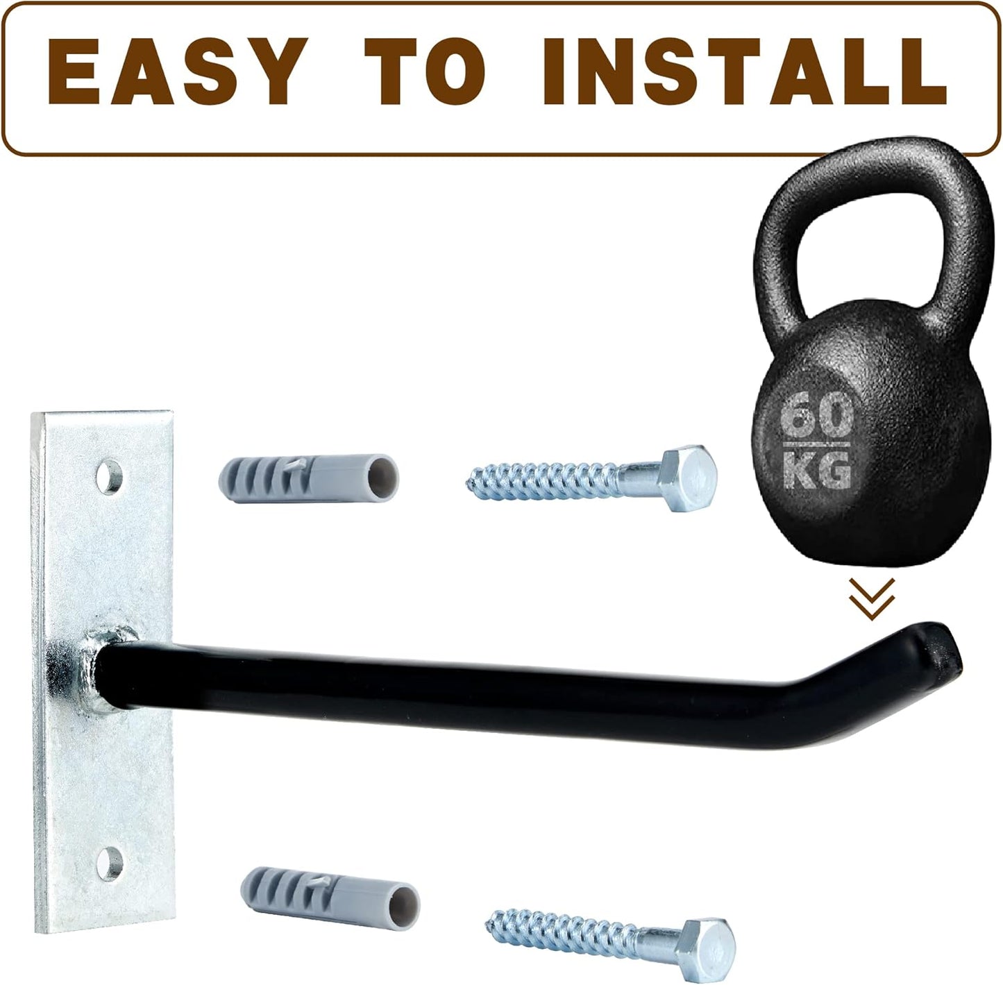 Sinoer 4PCS Garage Hooks Tire Storage System,Wall Mount Hooks with Metal Screws and Anchors - Tire/Rim Holder for Car ，Black