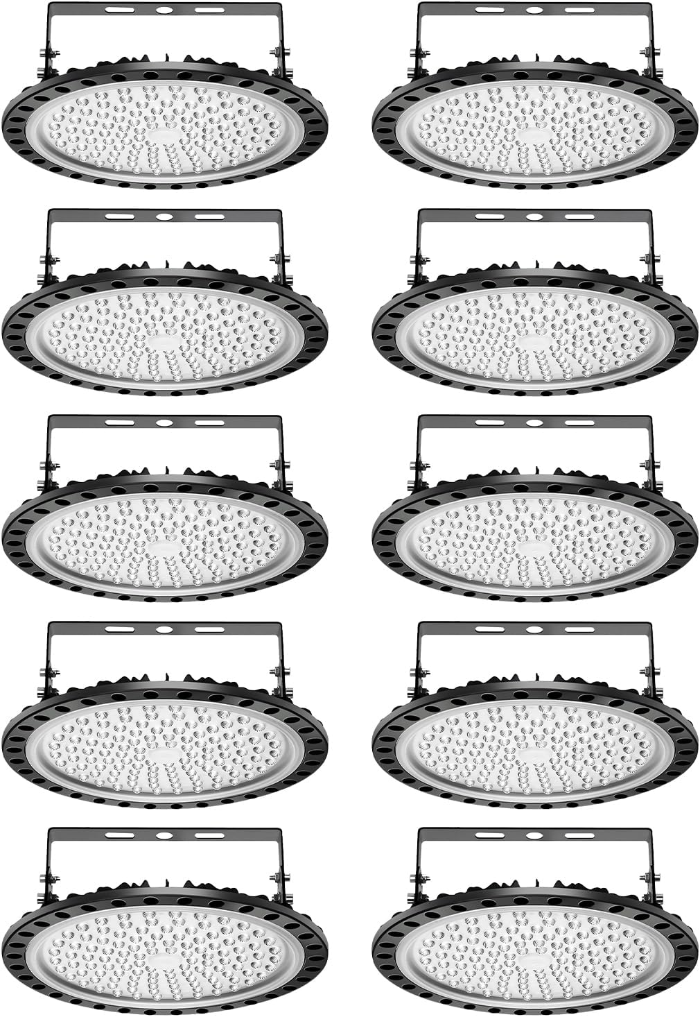 Viugreum High Bay LED Shop Lights, 500W UFO LED High Bay Light 50,000LM 120V LED High Bay Lights 5000K Daylight, Alternative to 2000W MH/HPS for Garage Workshop Barn Factory Warehouse - 10 Pack
