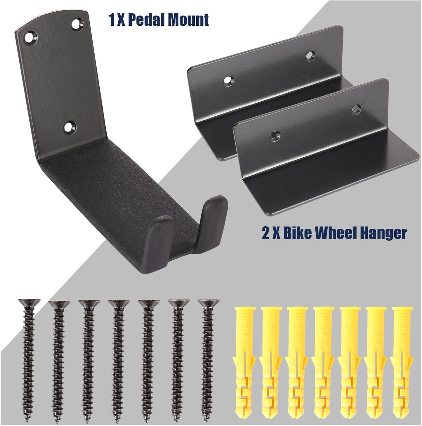 Bike Wall Mount, Pedal Mount Bike Rack for Garage, Bike Storage Hanger Bicycle, Heavy Duty Bike Hooks with Rubber Pad for Wall, Max 50LB, 1 Set