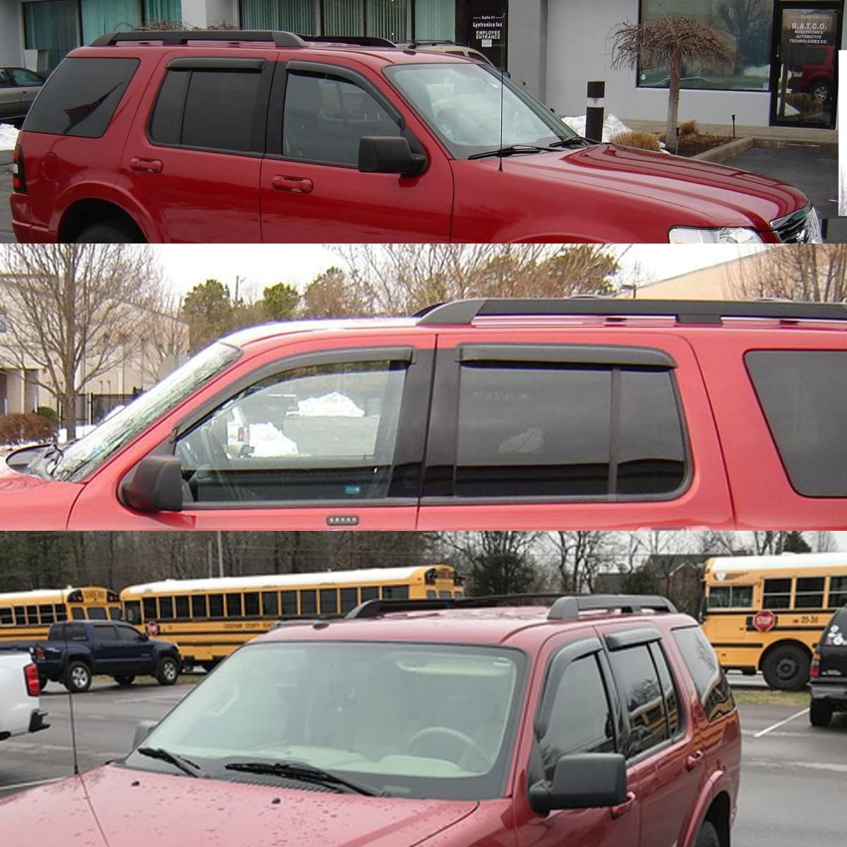 Side Window Wind Deflector, 4pcs Out-Channel Tape-On Nice Rain Guards Set, Window Visor fit for 2002-2010 Ford Explorer & Mercury Mountaineer, 2003-2005 Lincoln Aviator 94819