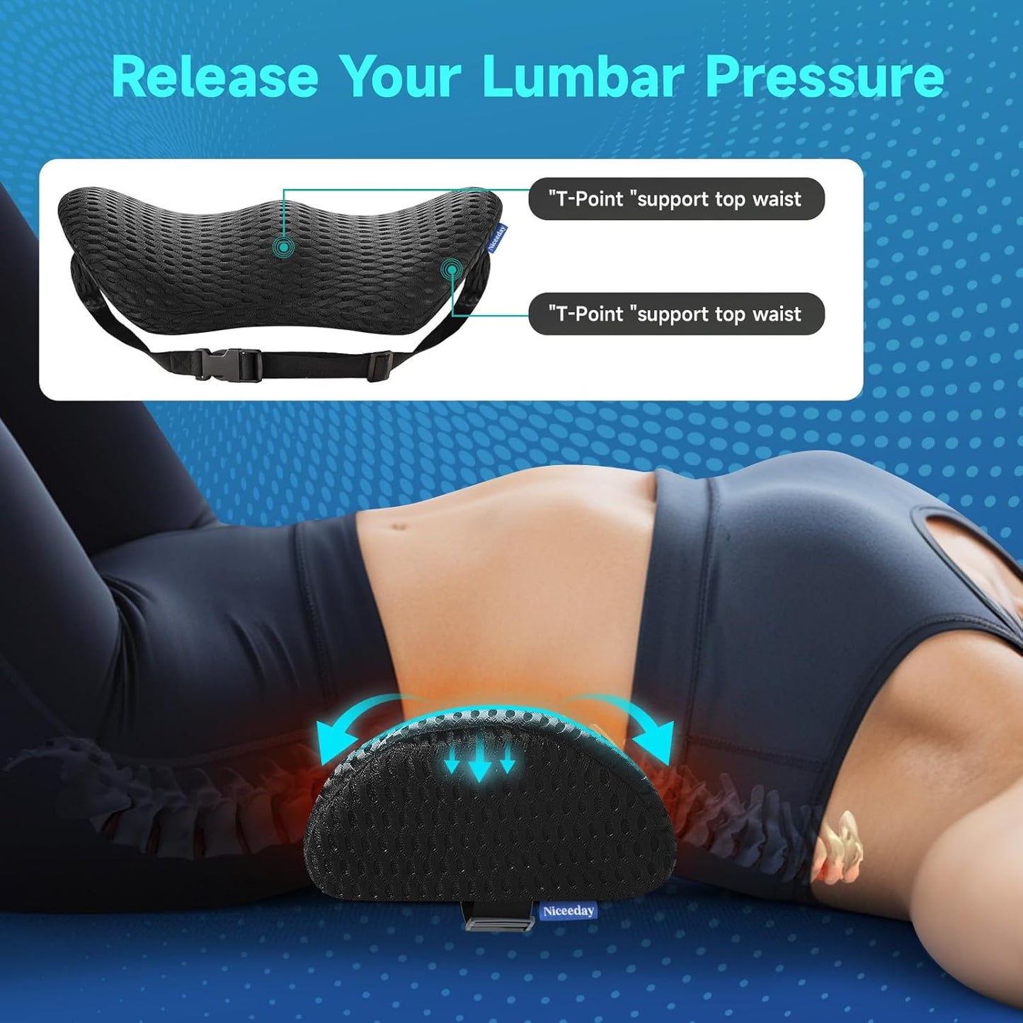 Lumbar Support Pillow for Office Chair Car Back Support Pillow, Memory Foam Gaming Chair Desk Chair Back Cushion for Lower Back Pain Relief, Ergonomic Back Rest