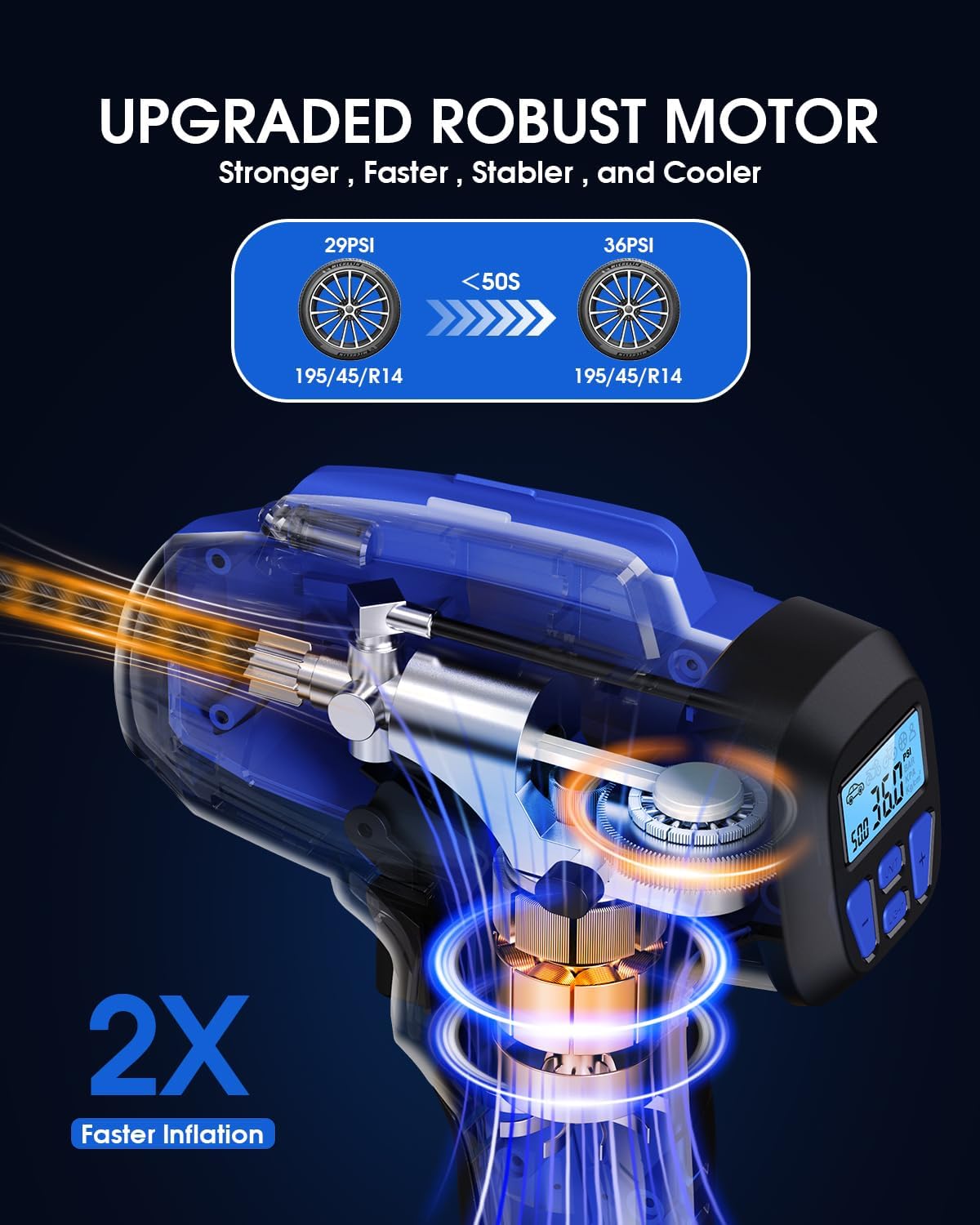 Smart Cordless Tire Inflator Portable Air Compressor Rechargeable 21V Battery Powered 160PSI Handheld Air Pump w/4+N Smart Modes & Dual Power & Digital Pressure Gauge for Cars Motorcycles