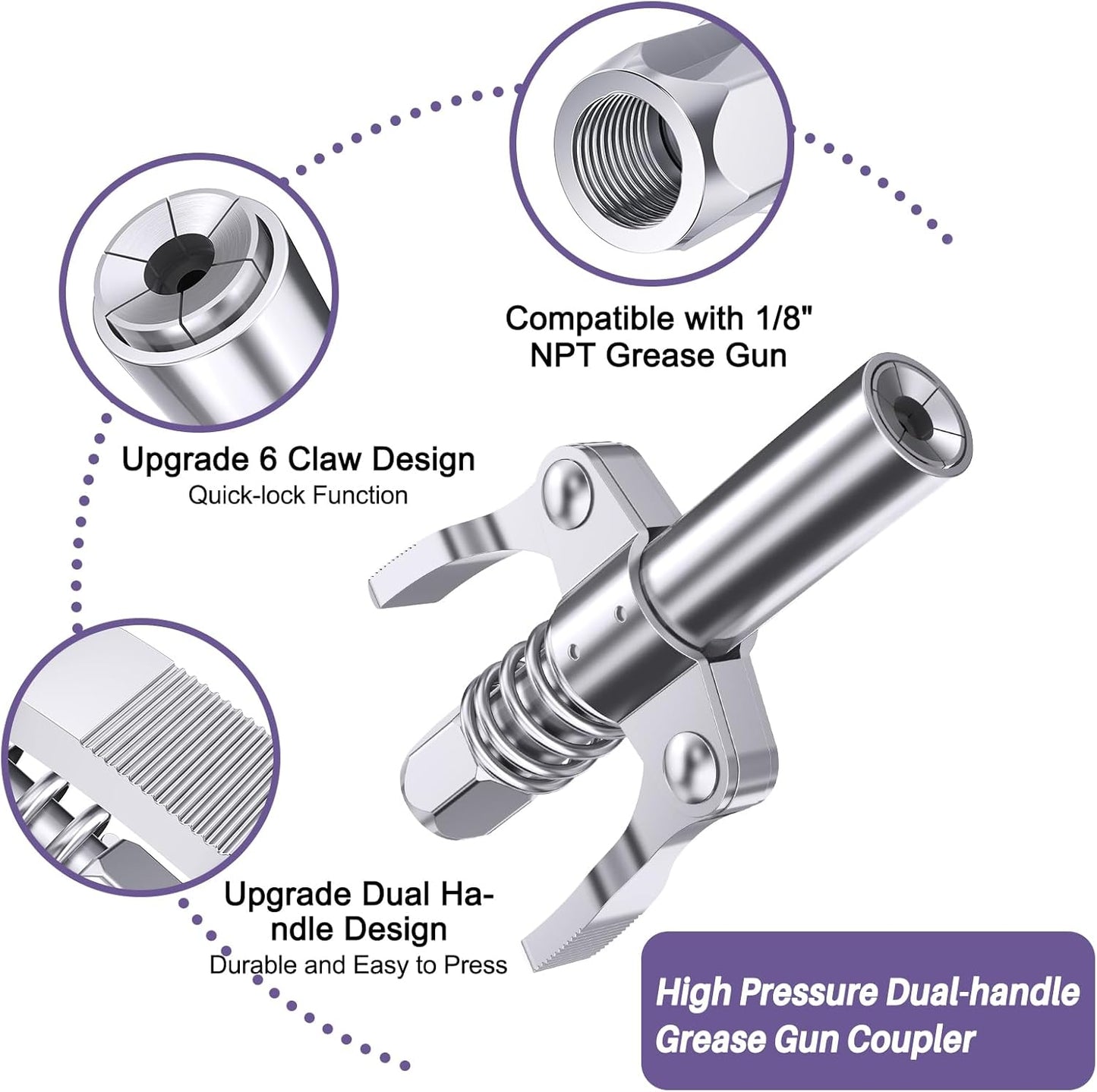 8000 PSI Heavy Duty Grease Gun Kit - 14oz with Flex Hose, Sharp Nozzle, Extension Pipe & Coupler, Blue