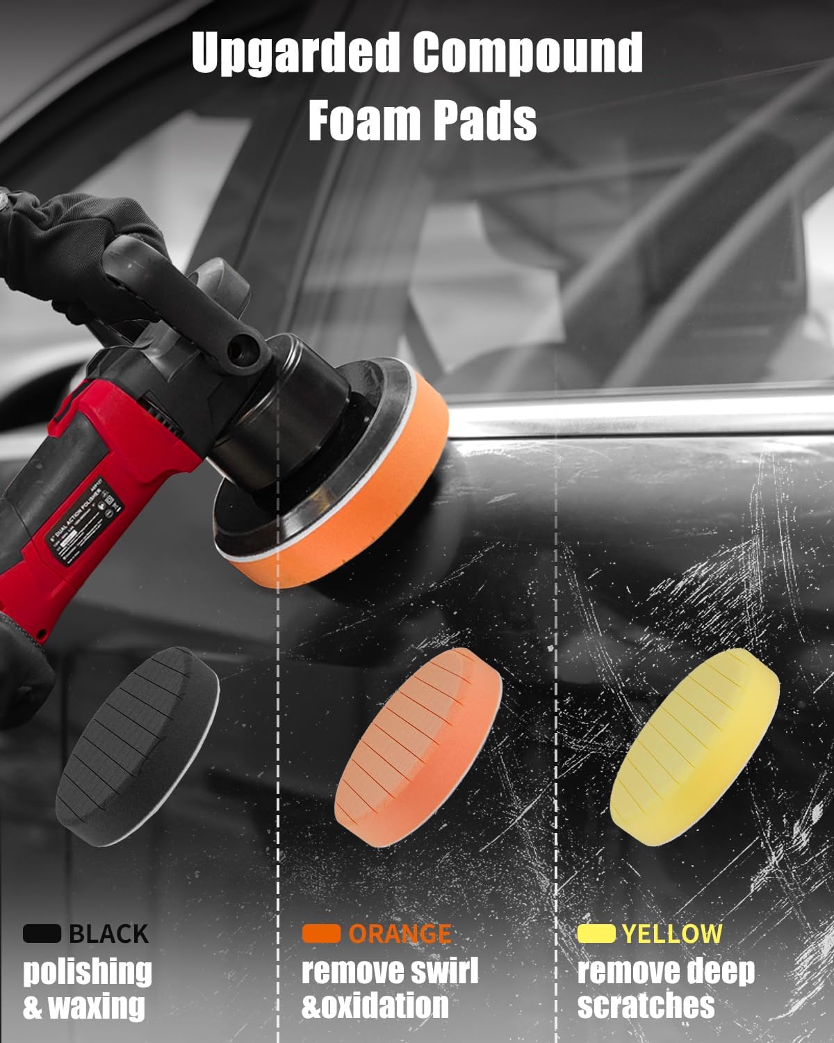 AVID POWER Buffer Polisher, 6-inch Dual Action/DA Polisher for Car Detailing, Random Orbital Car Buffer Polisher Waxer Kit with Variable Speed & 3 Polishing Pads