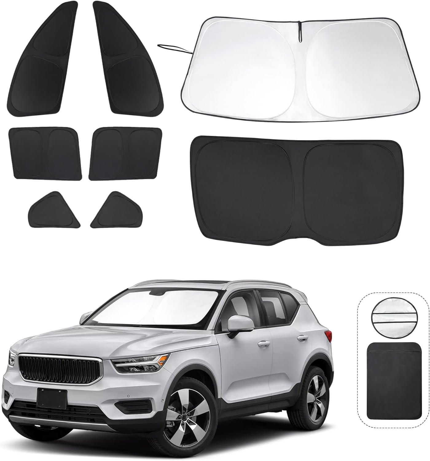 TINGLU Window Shades for Volvo XC40 2019-2025 Accessories Car Side Full Windows Rear Triangular Windshield Sun Shade Sun UV Rays & Privacy Protection for Camping,Napping,and Relaxing 8PCS