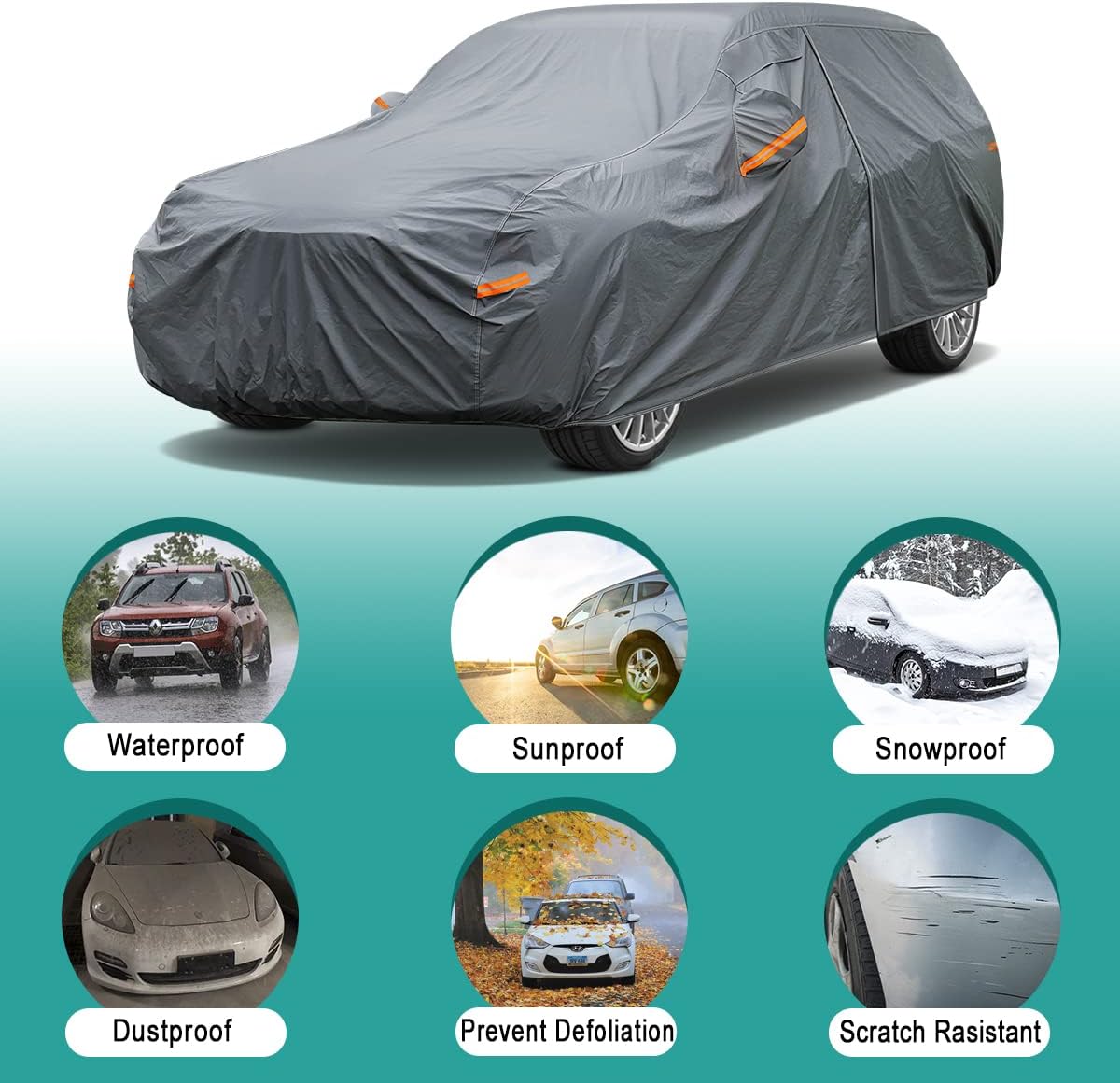 Premium Car Cover Custom Fit Honda CRV CR-V (1995-2025), 16 Layers Heavy Duty Car Cover Waterproof All Weather with Zipper Door for Sun Rain Snow Dust Uv Protection