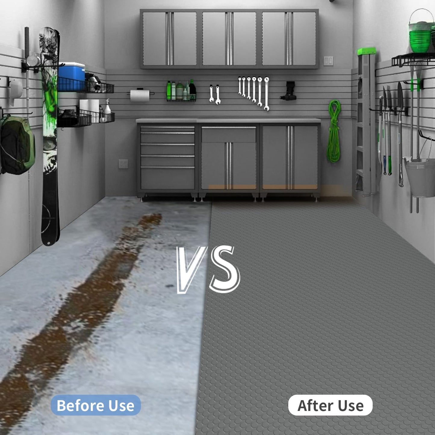 Premium Garage Floor Mat, Commercial Grade Heavy Duty Parking Mat for Garage Floor, Golf Cart Parking, Water/Stain Resistant Floor Runner (Grey Coin, 4 x 20 Feet)