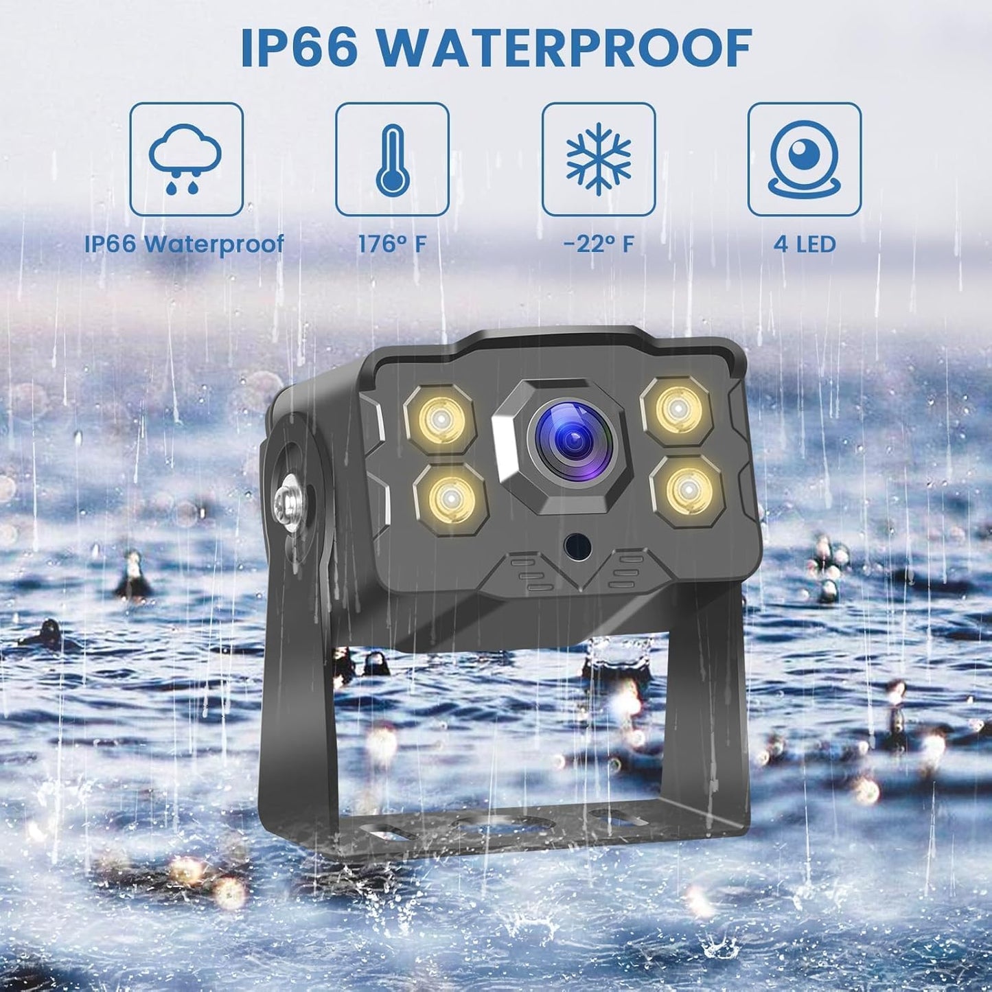 Hikity HD 1080P Backup Camera 7 Inch Monitor Kit Vehicle Night Vision Waterproof Rear View Camera Reverse Monitor for Truck,RVs,Bus, Trailer (9V-36V)