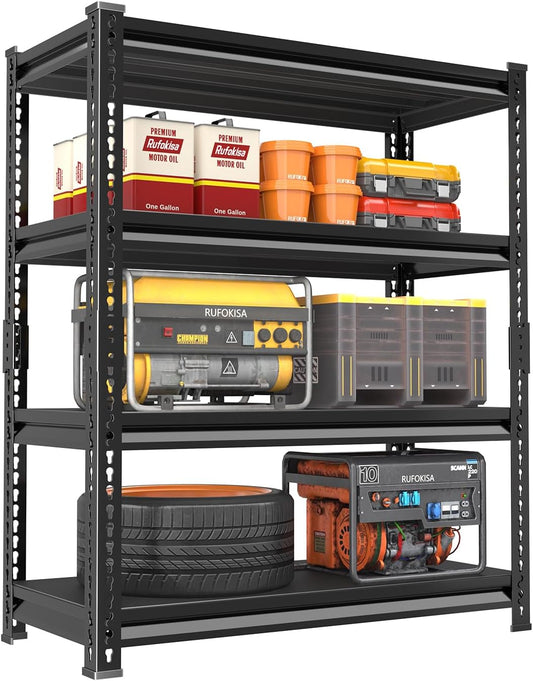 40" W Garage Shelving Heavy Duty，1800LBS Loads Metal Shelving Units and Storage,4-Tier Garage Storage Shelves Heavy Duty, Industrial Utility Shelves,40”W x 16”D x 72”H(Black)