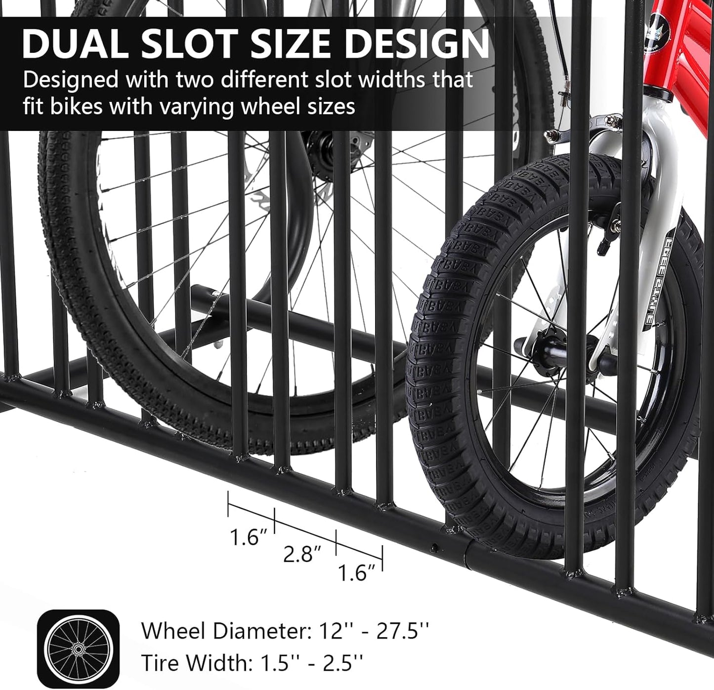 Commercial Bike Rack Garage Floor, Grid Bike Rack in Ground, 10-Bike Capacity Dual Sided Bicycle Storage Stand Floor Parking Stand for Garages, Stores, Schools & Universities Power Coated Steel