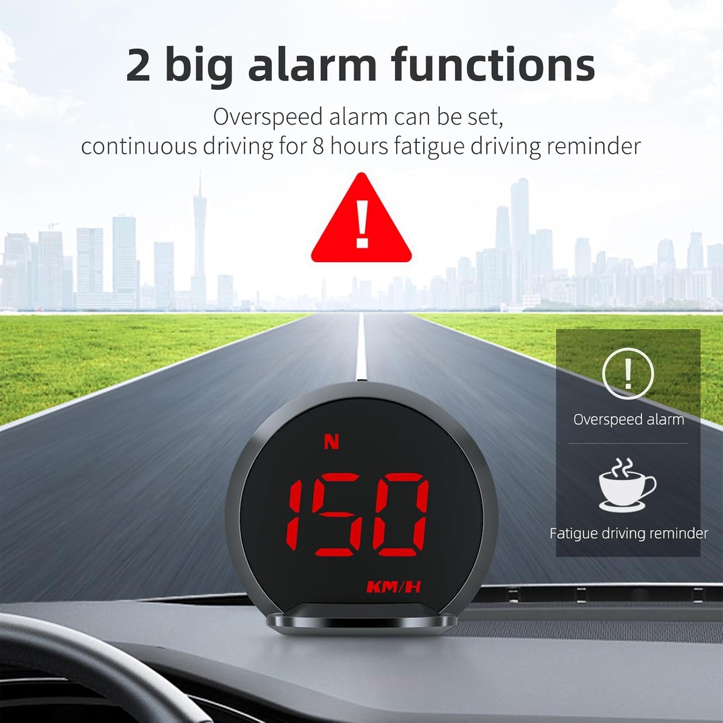ACECAR Digital GPS Speedometer New HUD Car Head Up Display LCD Display with MPH Digital Speed Compass Direction Driving Distance Altitude Overspeed Alert for All Vehicle