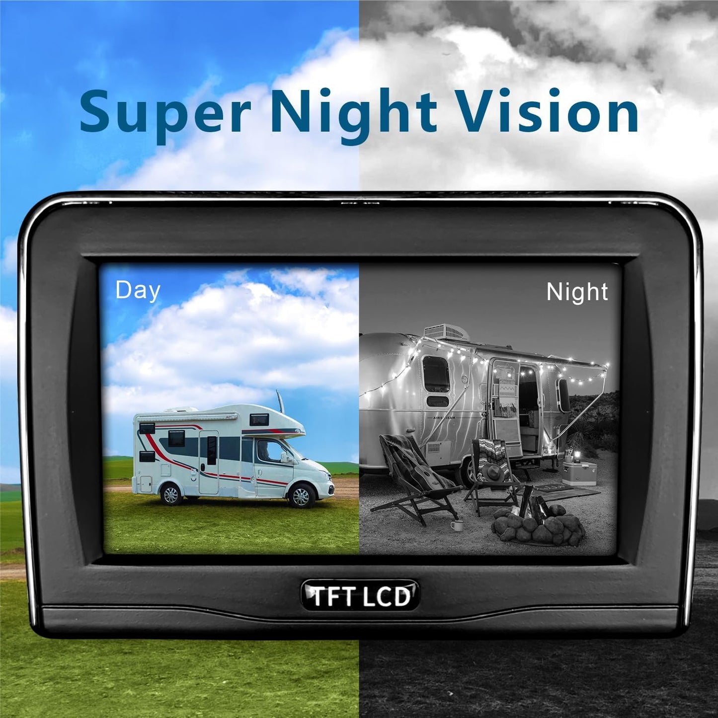 Magnetic Wireless Backup Camera with 4.3'' Monitor, Rechargeable Battery Powered Backup Camera System for Car, Trucks, RV, Trailer, Camper, IP68 Waterproof, Super Night Vision(MS-343)