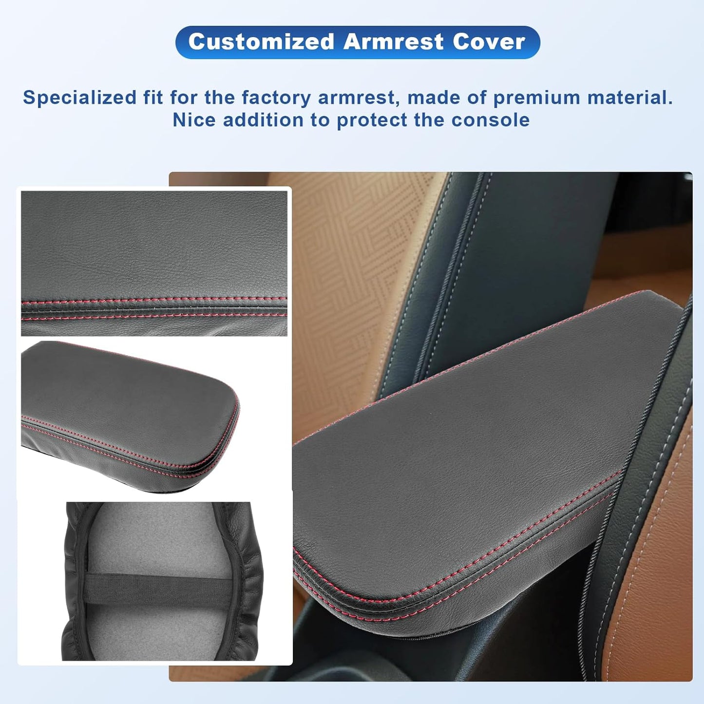 CDEFG 2024 2025 Trax Center Console Cover for 2024 2025 Chevy Trax Armrest Cover Middle Console Pad 2024 2025 Trax Accessories (Red Stitching)