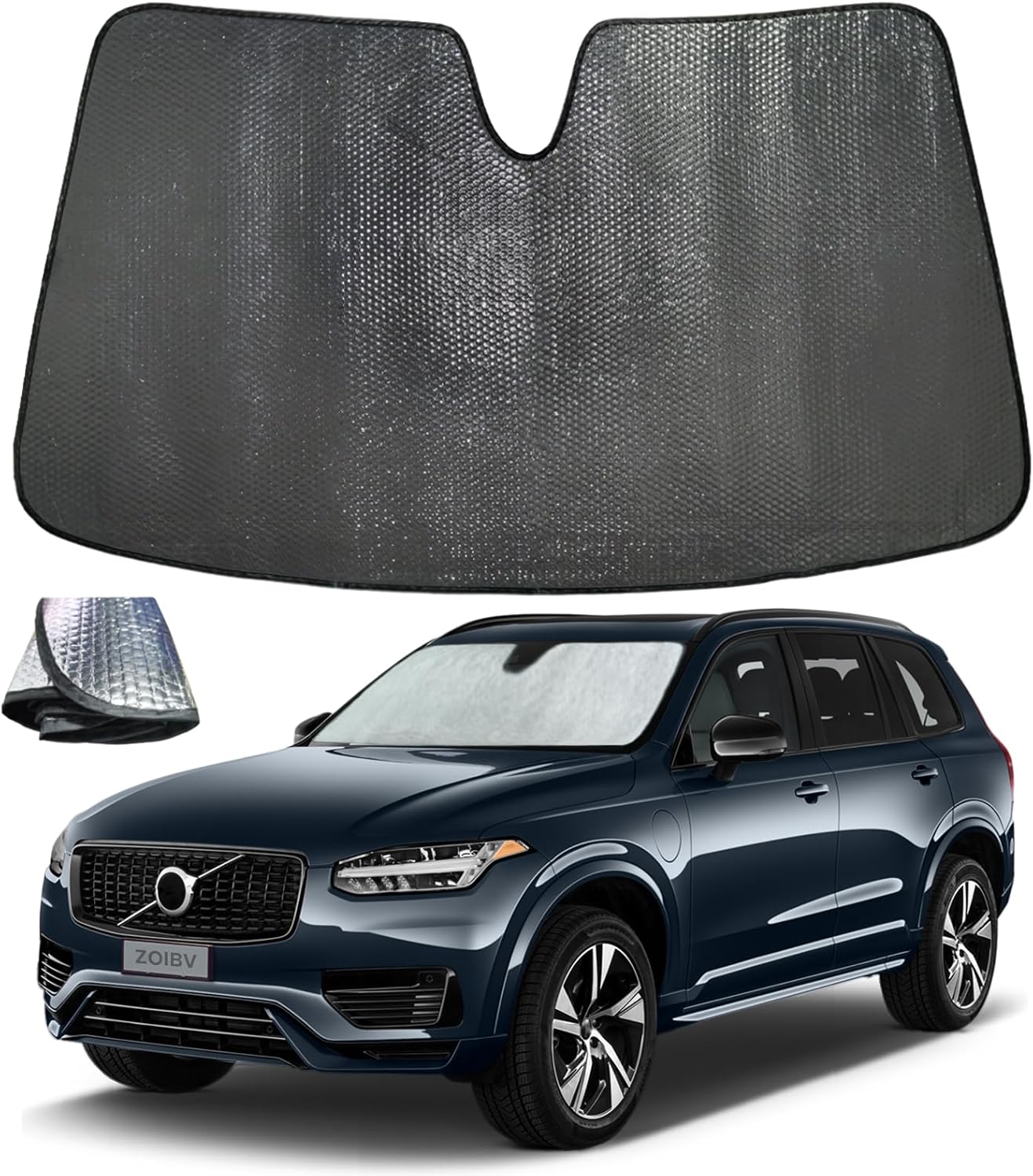 Windshield Sun Shade for Volvo XC90 2016-2025 - 5-Layer Bubble Foldable Front Window Shade Sun Visor Accessories - Blocks Heat & UV Rays