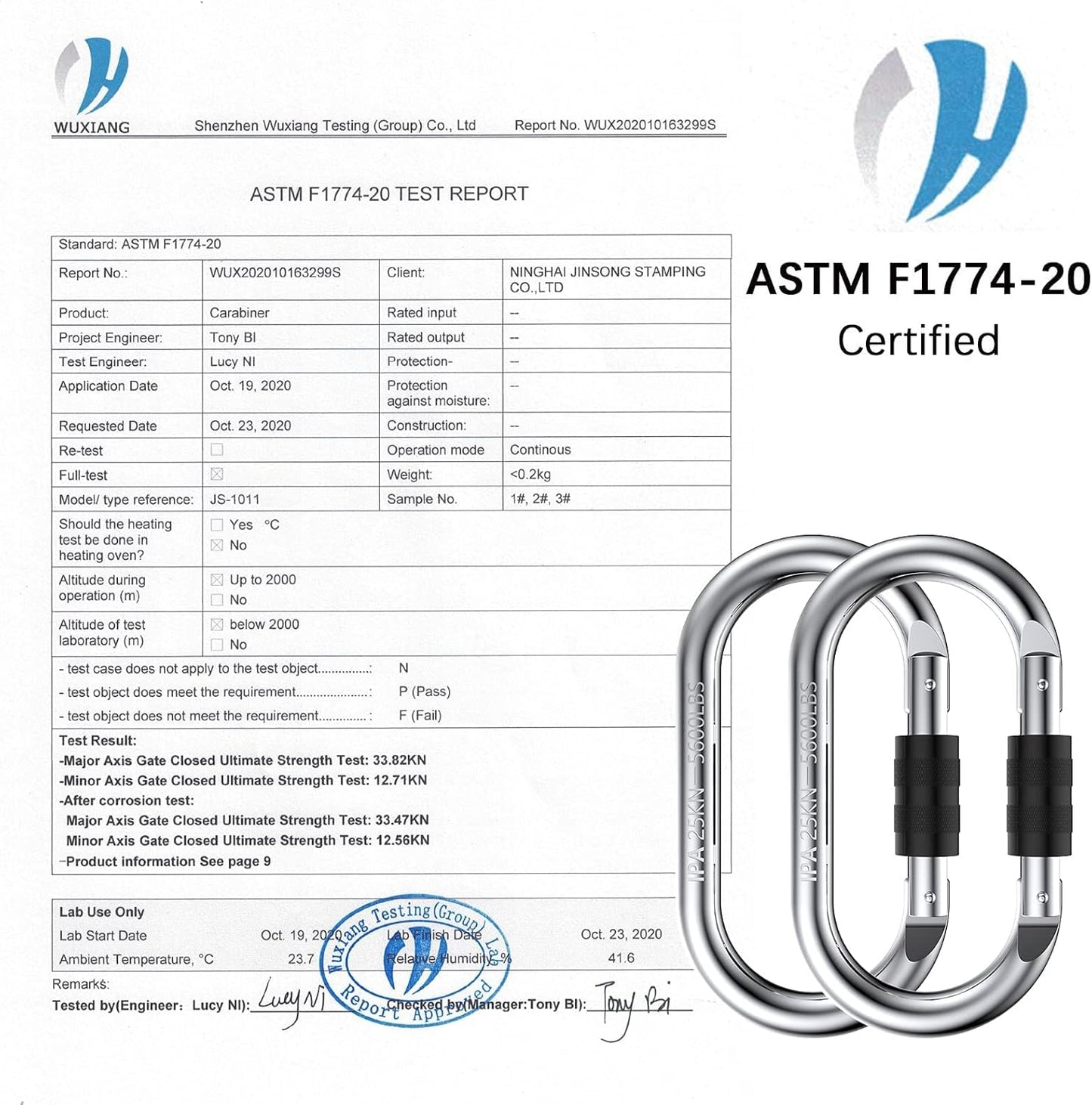 Oak-Sports Caribeener Clips,Climbing Carabiner(25kn=5600lbs),Heavy Duty Carabiner Clip,Multipurpose for Rigging, Ropes, Hammocks, Not Suitable for Pull-up Bars(2pack)