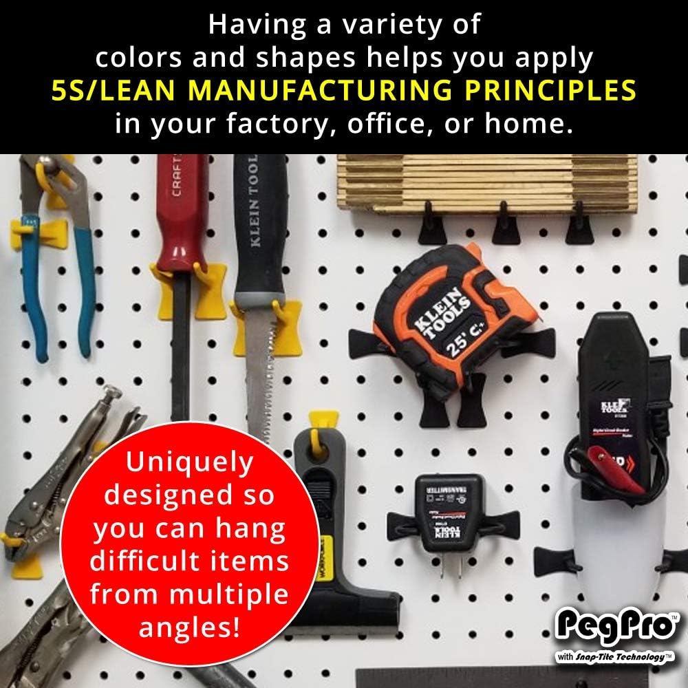 PegPro® J, 1" & 2" Kit for Standard “Wood Fiber” pegboard – Durable Plastic Pegboard Hooks - for Garage, Kitchen, Craft Room, and More (J, 1" & 2" Hook - 72 Pack, Confetti Mix)