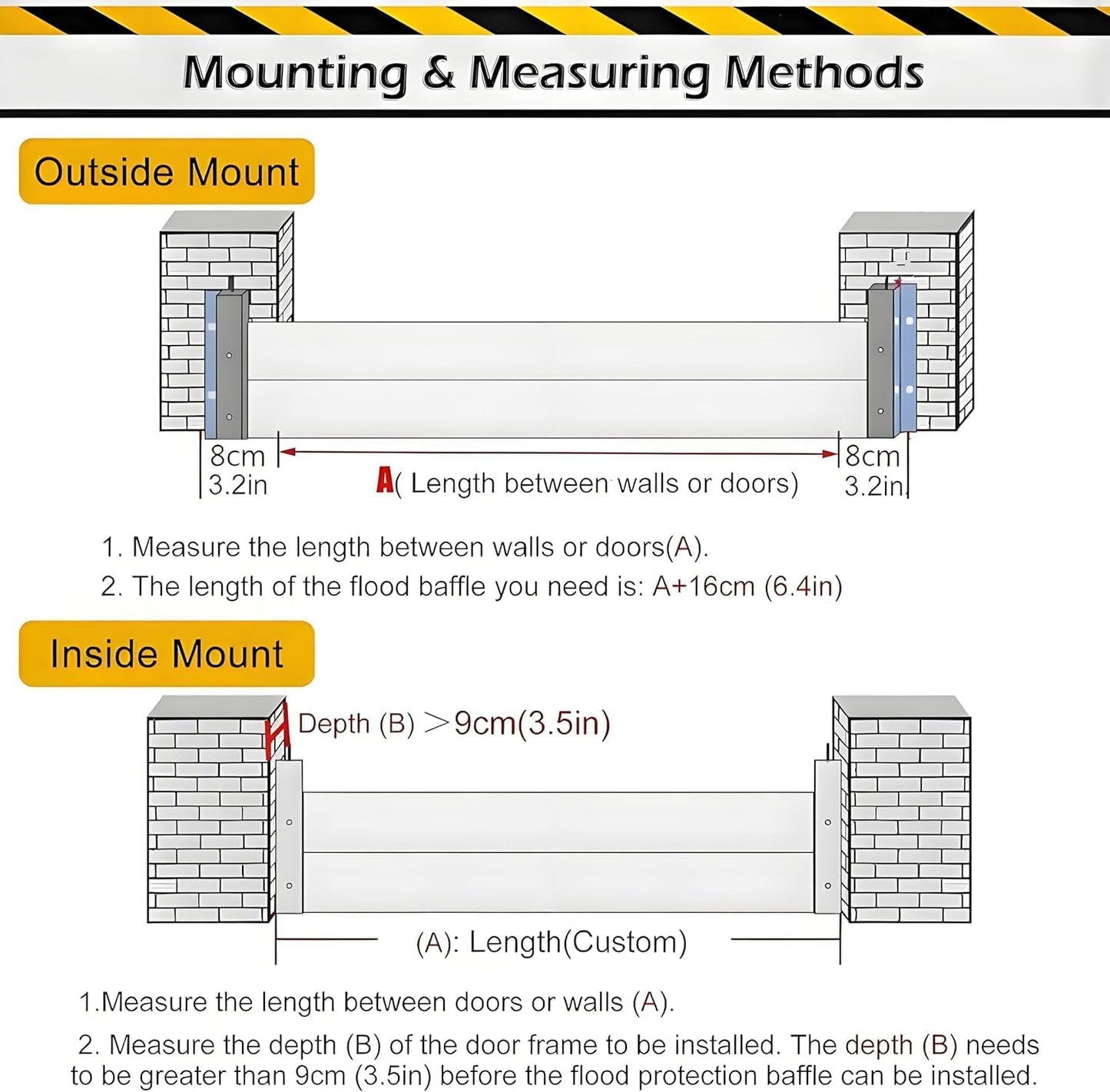 Flood Barriers for Home Exterior - Aluminum Alloy Outdoor Easy Flood Barrier Garage Doors Water Barriers for Flooding,H31.5 Inch/L6FT