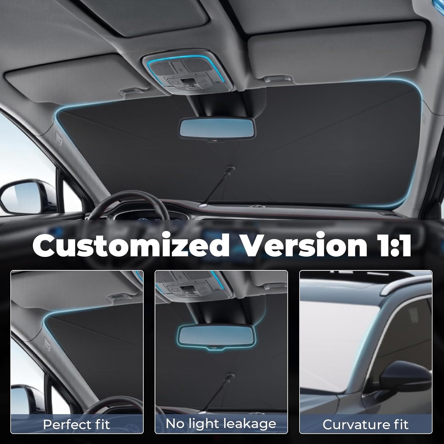 Windshield Sun Shade Umbrella: Custom Fit for 2021-2024 2025 Buick Envision Preferred, Essence, Avenir (E2XX) - Double Thickened Foldable Front Window Sunshade, UV & Heat Protection, Keeps Car Cool