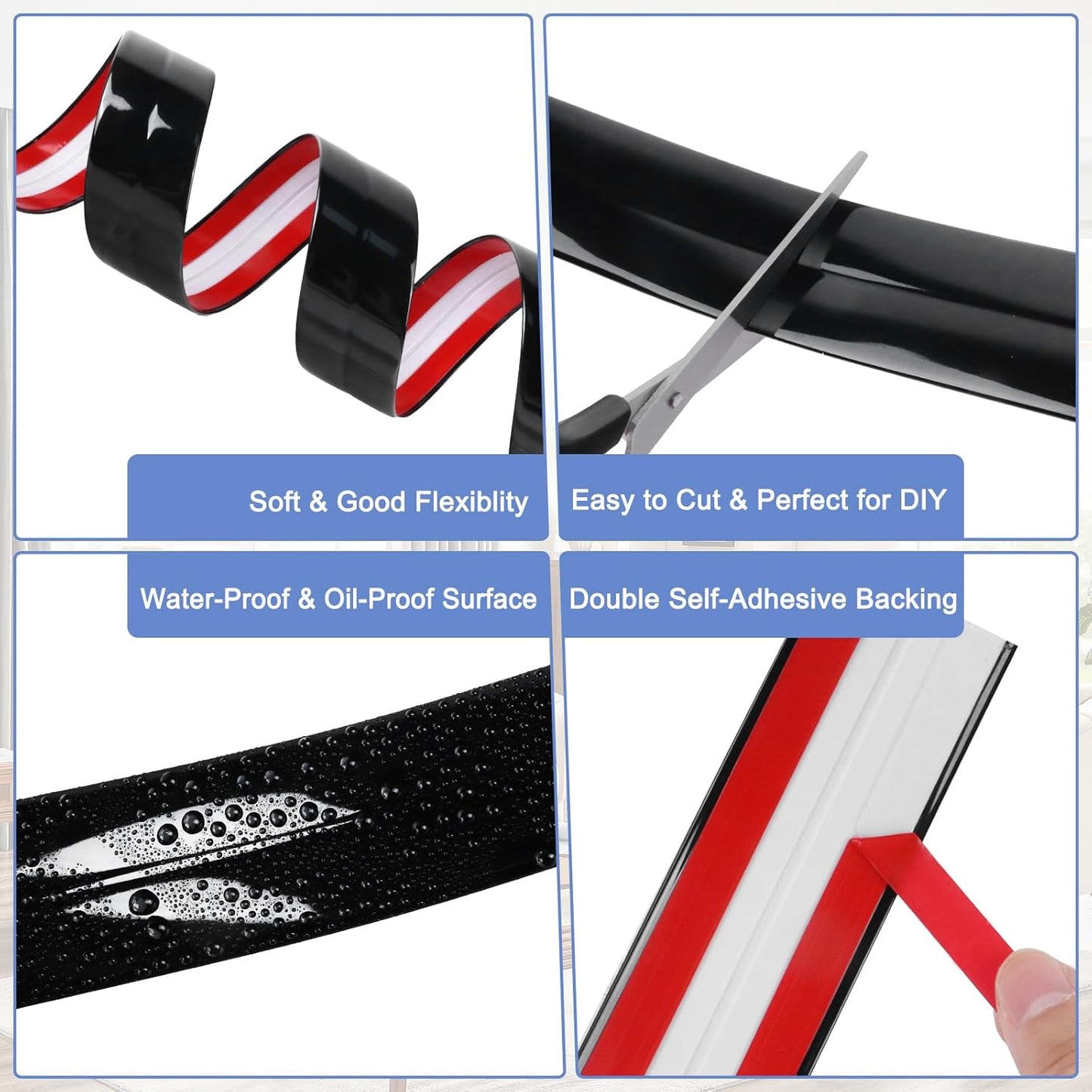 Wall Corner Protector Moulding Trim Peel and Stick Wall Corner Guards Trim Flexible Self Adhesive Edge Protector Moulding, 0.8 in x 20 Ft, Black