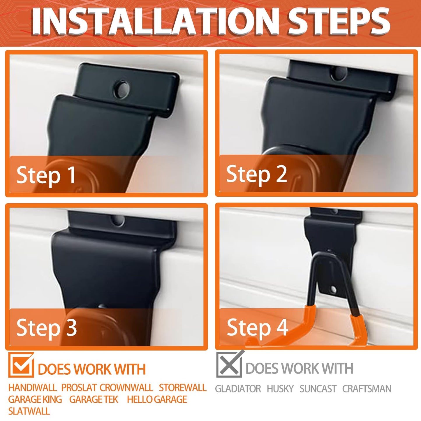 3-H Slat Wall Hooks 12 Pack 4.5 Inch, Slatwall Hooks U Shape,Slatwall Accessories Heavy Duty for Space Saving Used as Proslat Accessories(Orange)