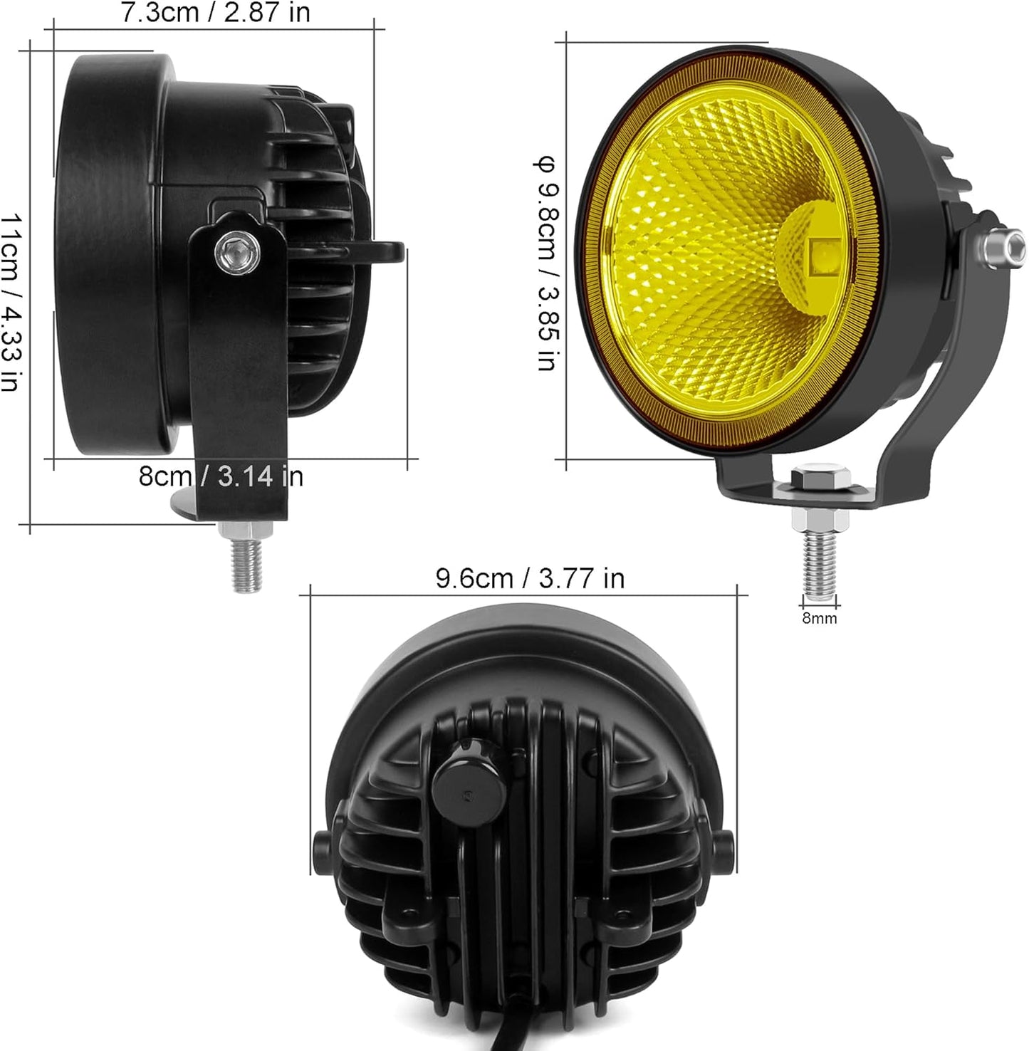 2PCS 4 Inch 60W Led Pod Lights 4x4 Offroad Yellow Driving Lights Flood Beam Waterproof Work Auxiliary Lights Bumper Lights Fit For 12V 24V Car Truck ATV Boat Motorcycle Fog Lights