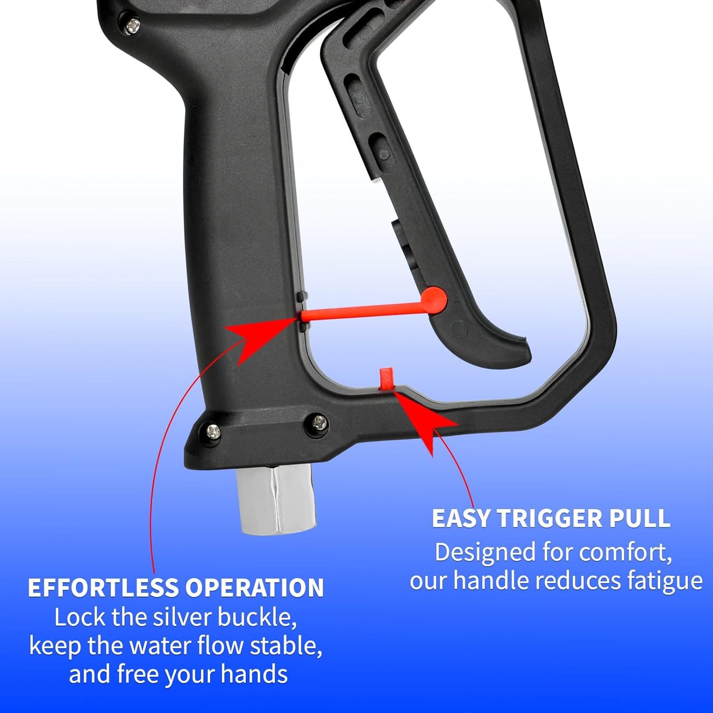 Short Pressure Washer Gun, 5000 Max PSI/12 GPM Car wash Gun, Swivel High Pressure Washer Handle with 1/4" & 3/8'' Quick Connect, M22-14 mm & M22-15 mm Fitting