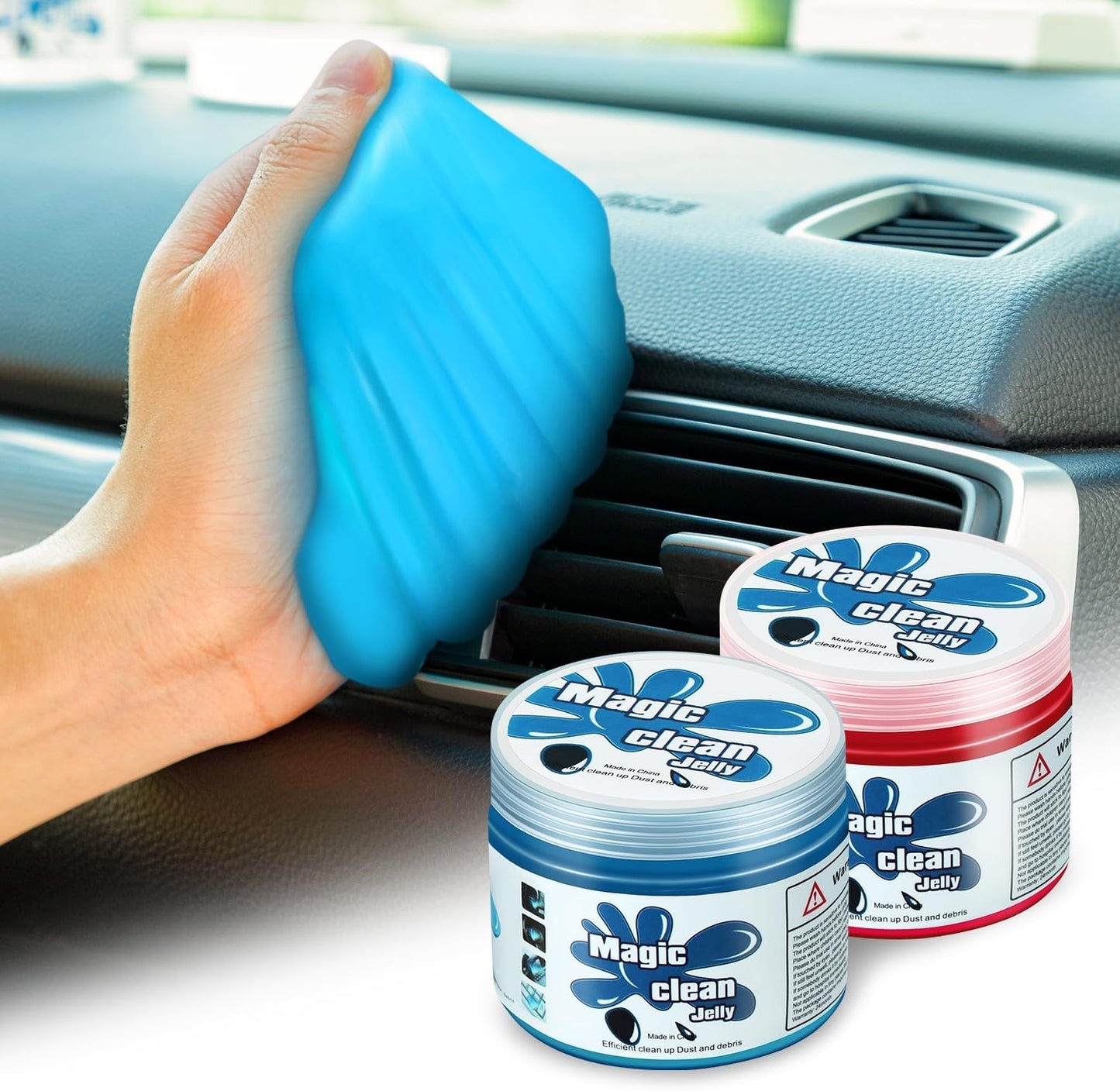 DNA MOTORING 2 Pack Car Cleaning Gels Auto Detailing Tools Cleaning Putty Car Interior Cleaner, Car Jelly Cleaner, Keyboard Cleaner, Car Cleaning Supplies Car Gifts for Men Women,Blue+Red, TOOLS-00147