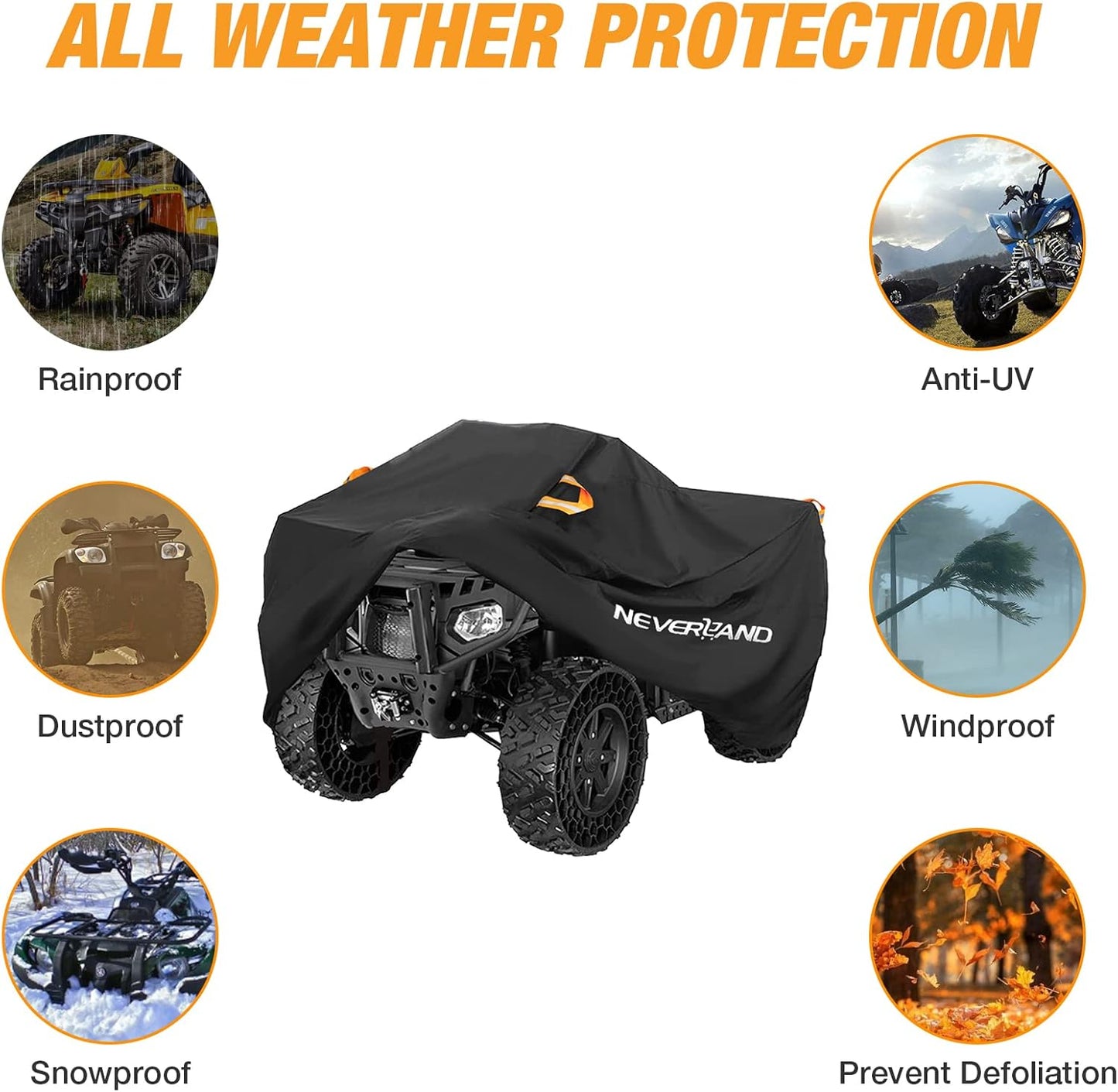 NEVERLAND ATV Cover Waterproof Heavy Duty 4 Wheeler Cover Quad Cover All Season Weather Proof Outdoor UV Protection for Polaris Yamaha Suzuki Honda (Black XLarge)