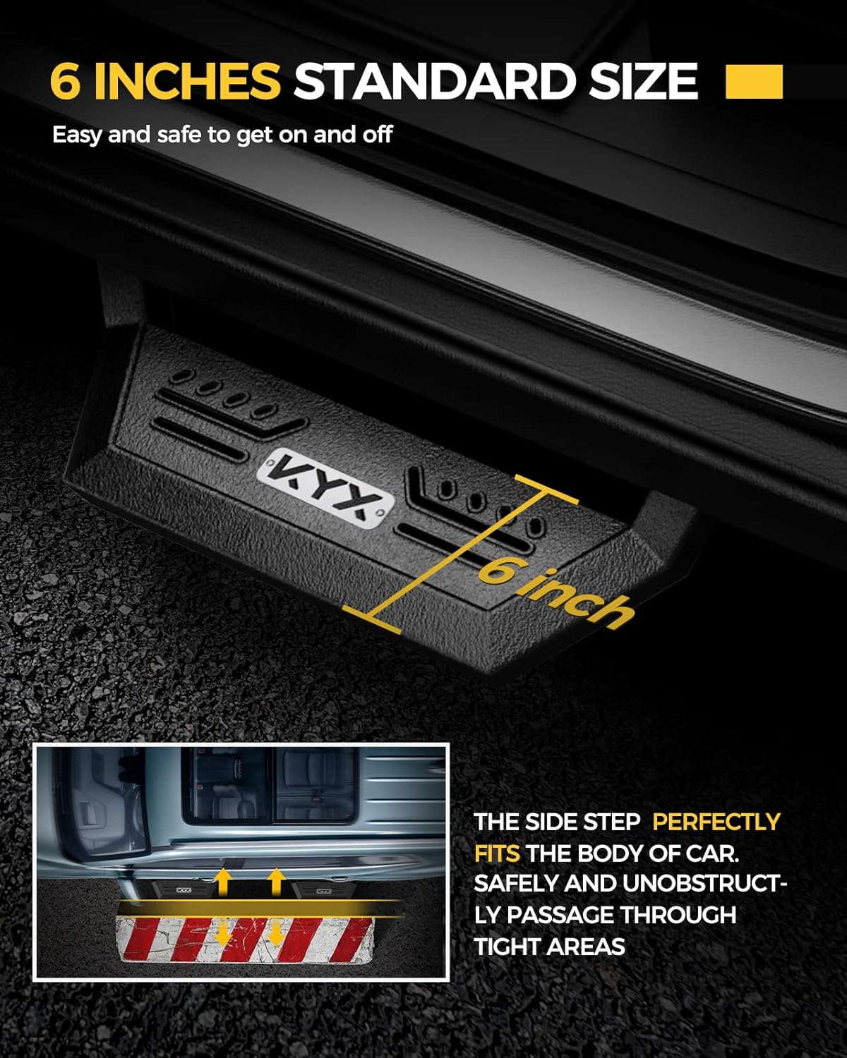 KYX Running Boards for 2015-2025 Ford F150 SuperCrew Cab/ 2017-2025 Ford F250 F350 SuperDuty Crew Cab, 6 inches Side Steps Nerf Bars Truck Step Rails-Silver Logo