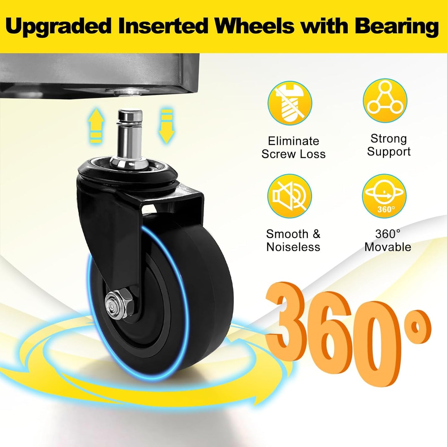 Rolling Shop Stool for Garage with Casters, DO02-Adjustable Height 360° Swivel Shop Seat with Tool Tray Storage, 330 LBS Capacity Padded Mechanic Stool, Yellow