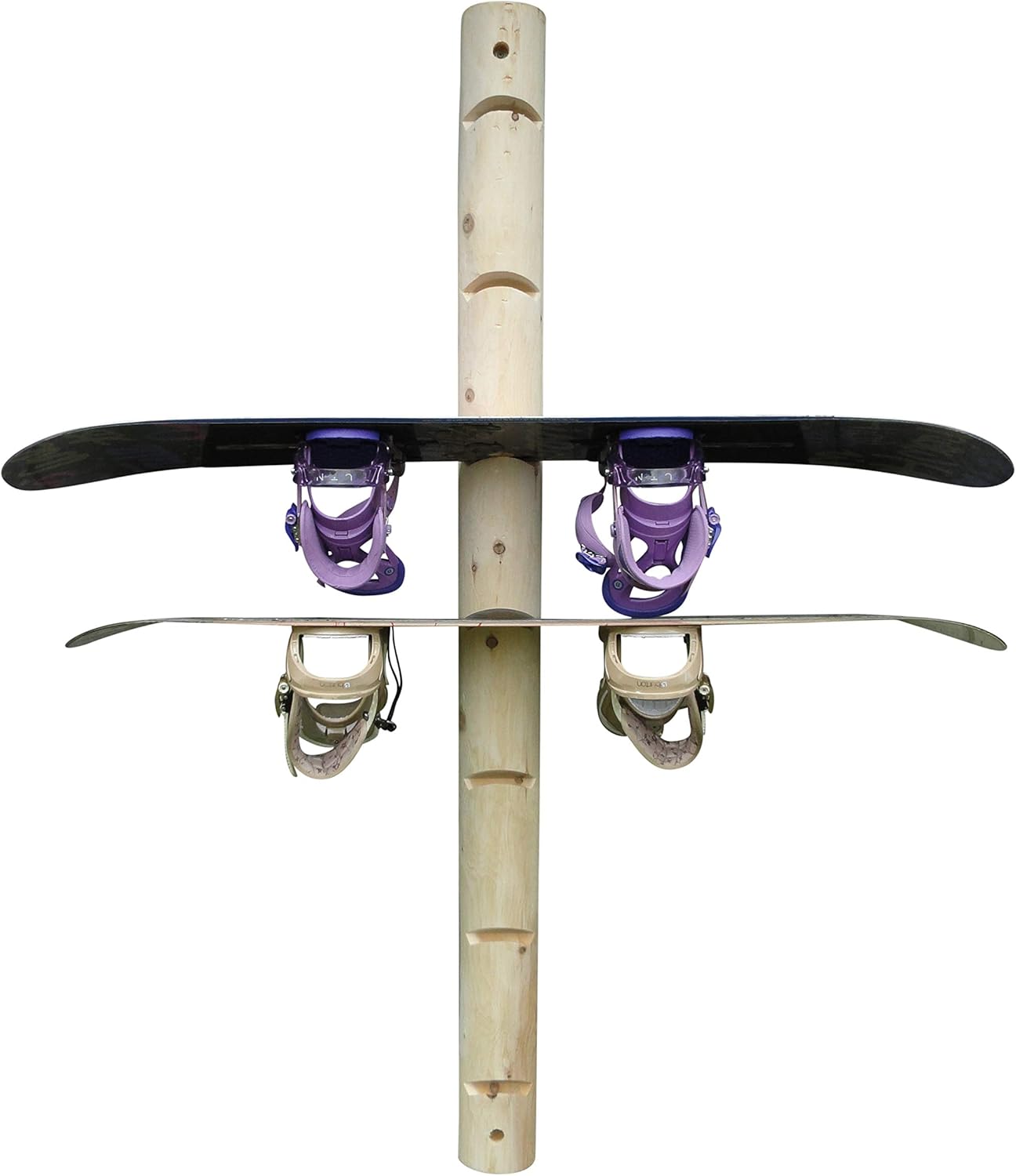 7-Place Wall-Mounted Snowboard Log Rack, Wakeboard Racks, Skateboard Holder Wall Mount, Vertical Snowboard Wall Mount Sport Storage for Garage, Skateboard Rack Walls, Wood Storage Racks - Unfinished