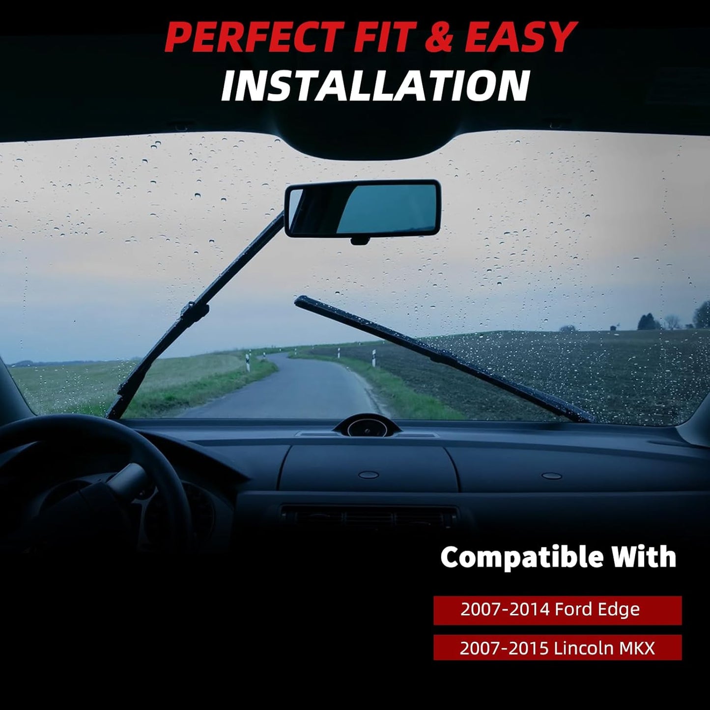 OTUAYAUTO Premium Windshield Wiper Blades - Replacement for Ford Edge 07-14, Lincoln MKX 07-15 - Precision Fit, All-Weather Performance, Front and Rear Wiper Blades, J/U Hook - 26"+20"+14" (Pack of 3)