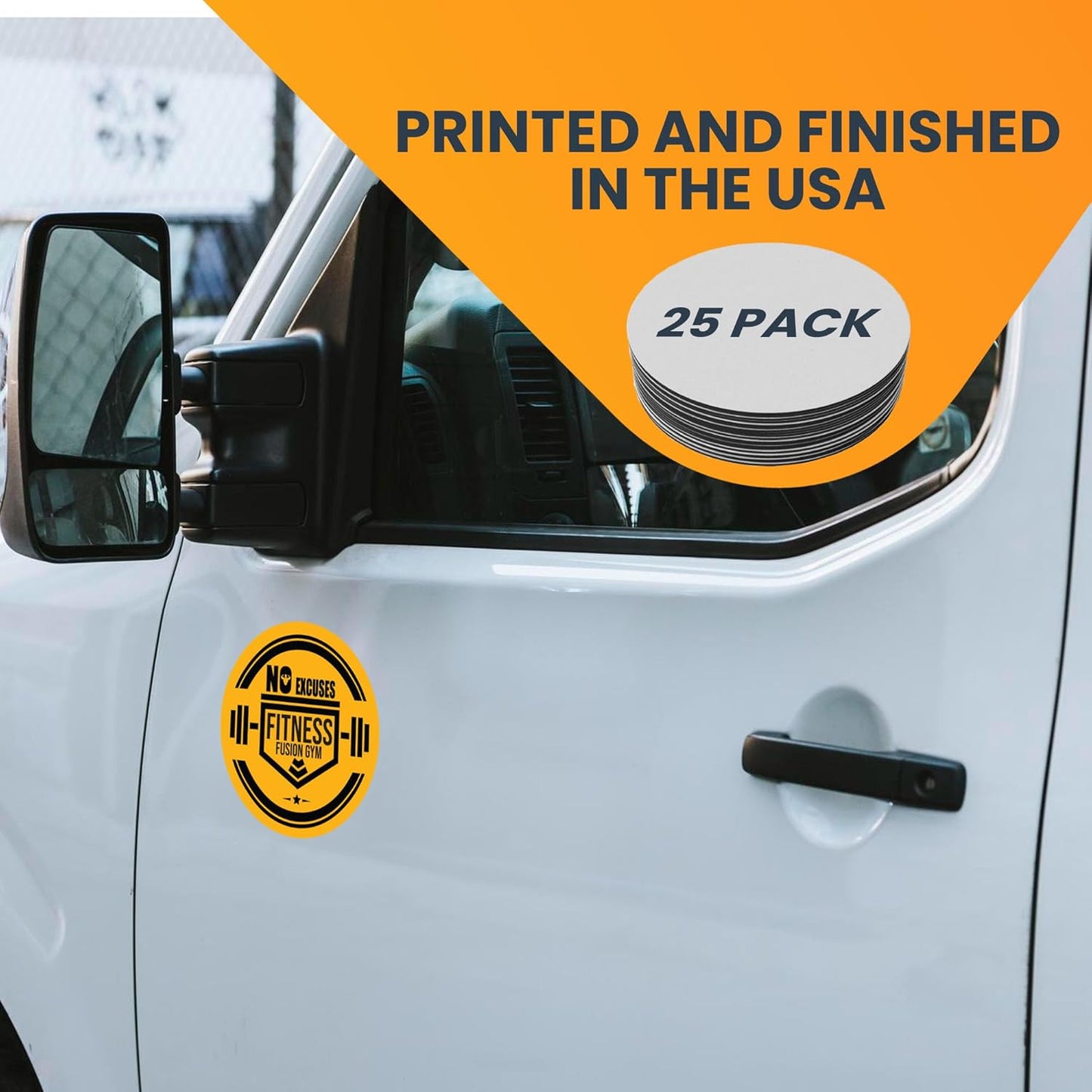 Magnet Me Up Customizable 30 Mil Round Magnet- 6”, 25 PK Weatherproof Car Magnet for Businesses, Sports Teams, Fundraiser, Personal Expression- Custom Text & Logo- Strong Magnetic Vinyl for Vehicles