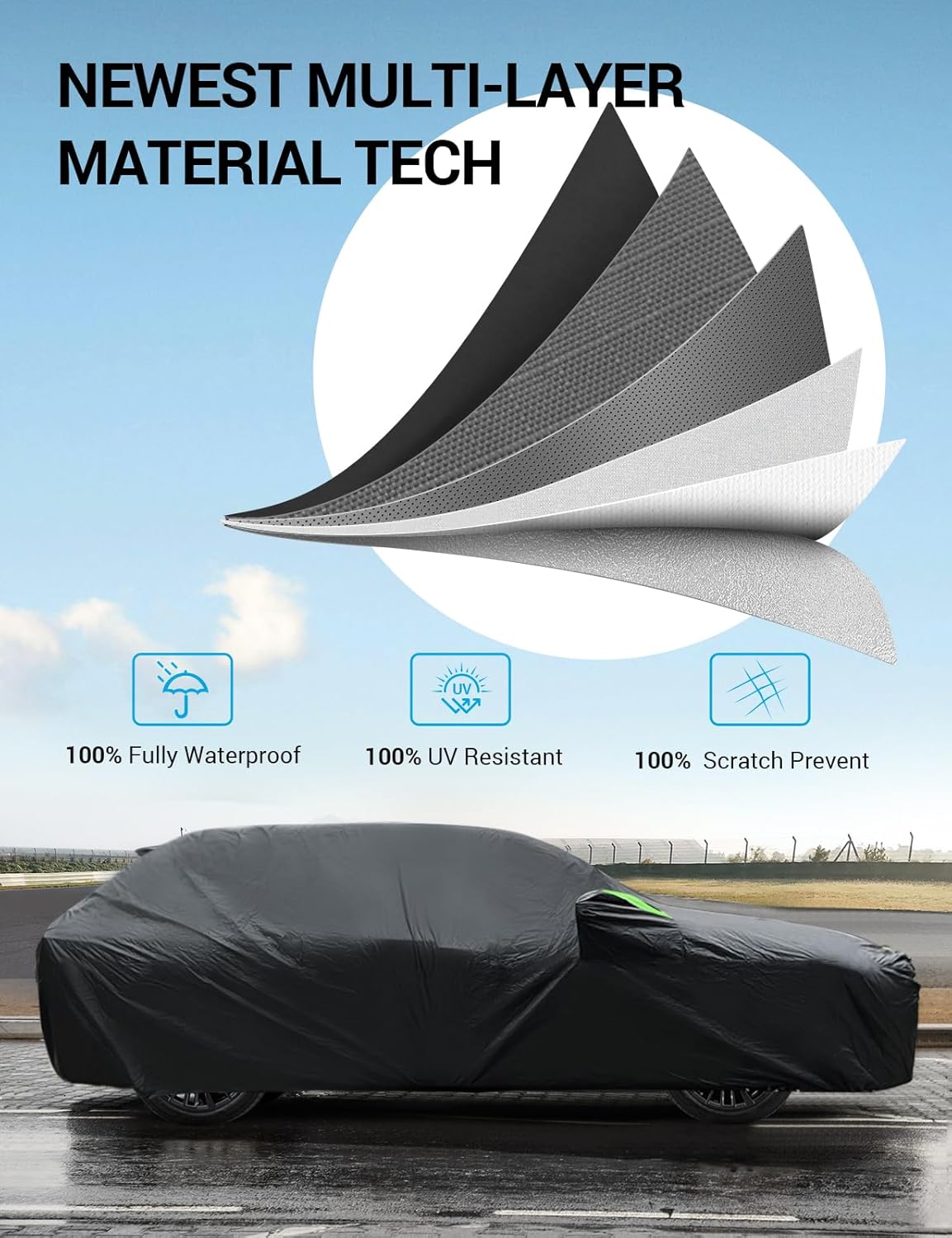 Proadsy 2025 Upgrade Car Cover Custom Fit for Honda Prologue 2024 2025, Waterproof All Weather for Automobiles, Full Exterior Cover Rain Snow Sun Protector Indoor Outdoor Car Cover