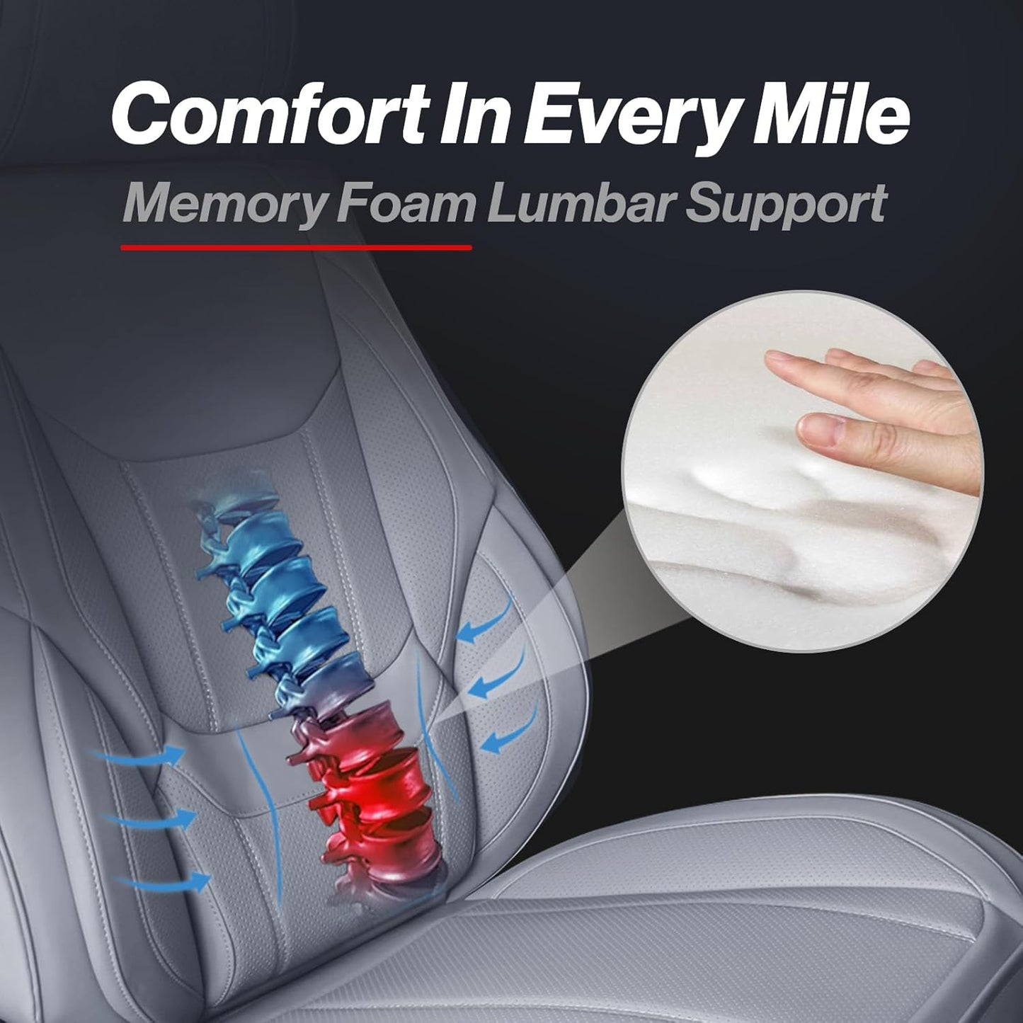 Coverland Custom Car Seat Covers Compatible with 2004-2015 Titan King Cab, Crew Cab - Premium Leather Non-Slip Memory Foam Waterproof Interior Protector Front Seat-Gray [See Size Chart-Size A75]